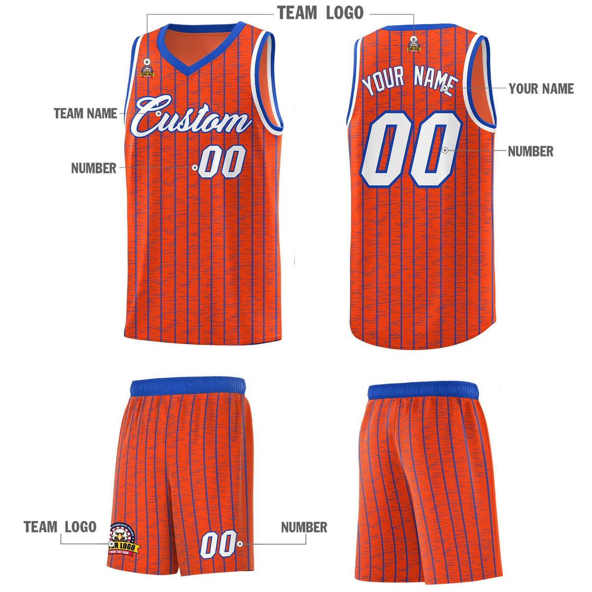 Custom Orange Custom Gray Pinstripe Retro Sets Uniform Basketball Jersey