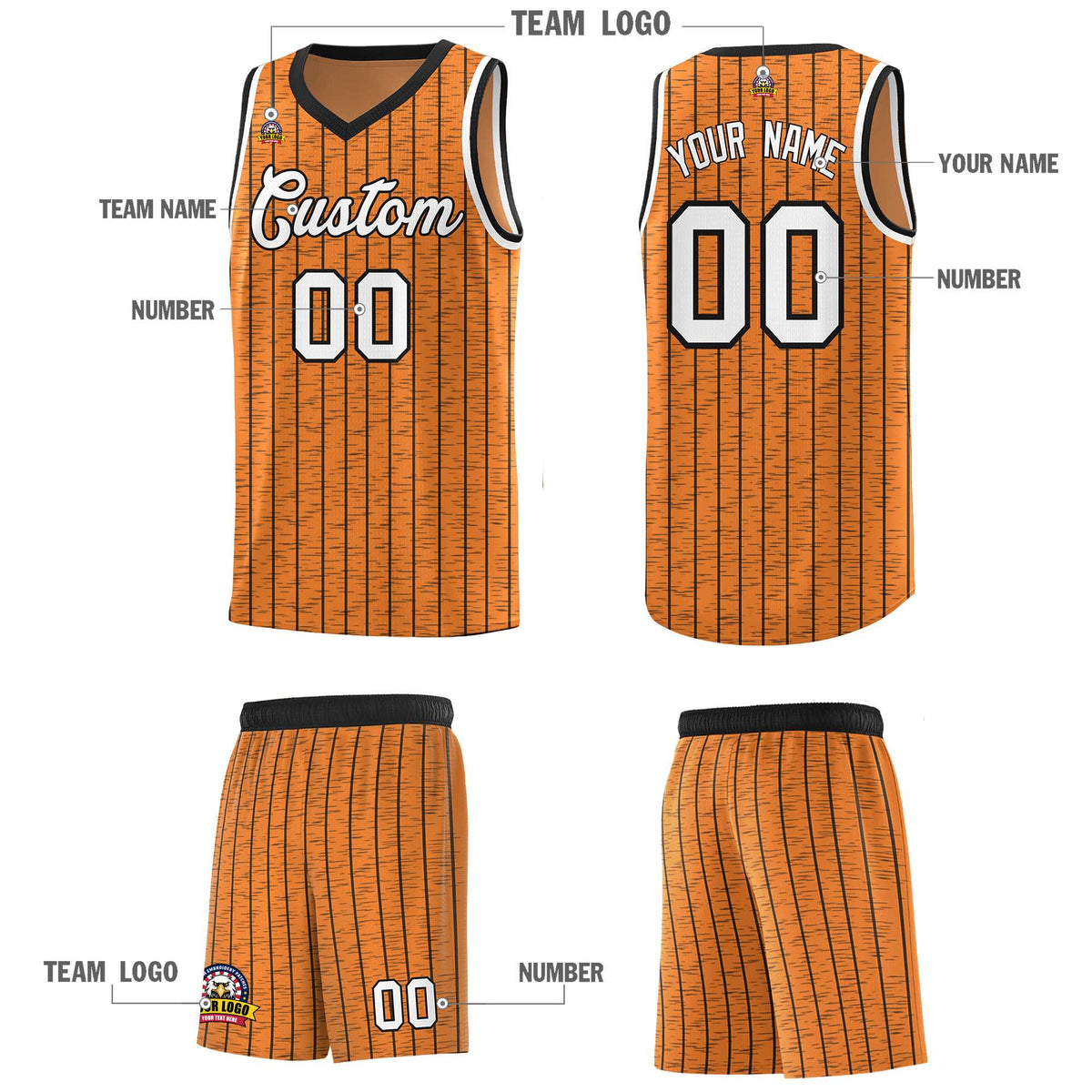 Custom Gold Orange Custom Gray Pinstripe Retro Sets Uniform Basketball Jersey