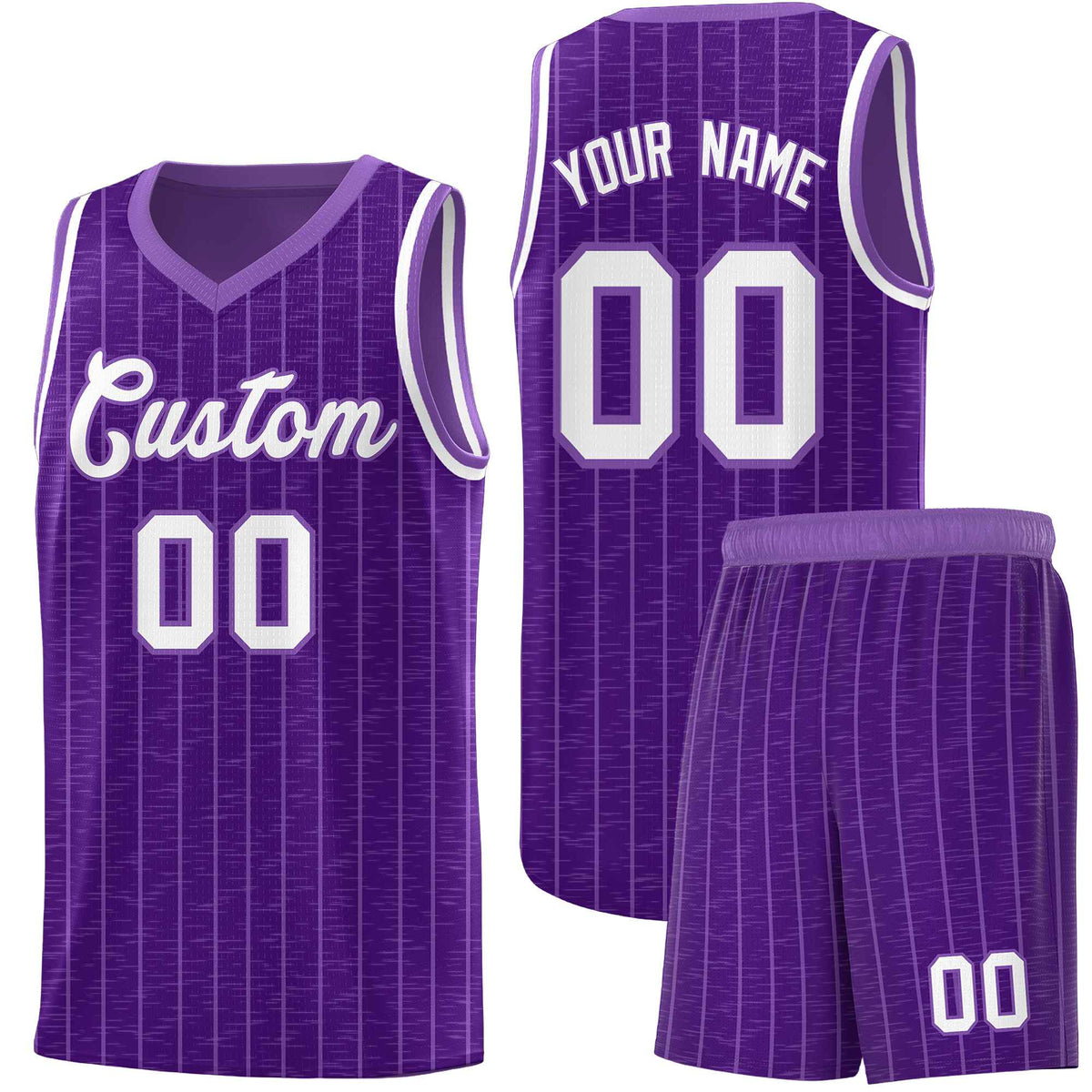 Custom Purple Custom Gray Pinstripe Retro Sets Uniform Basketball Jersey