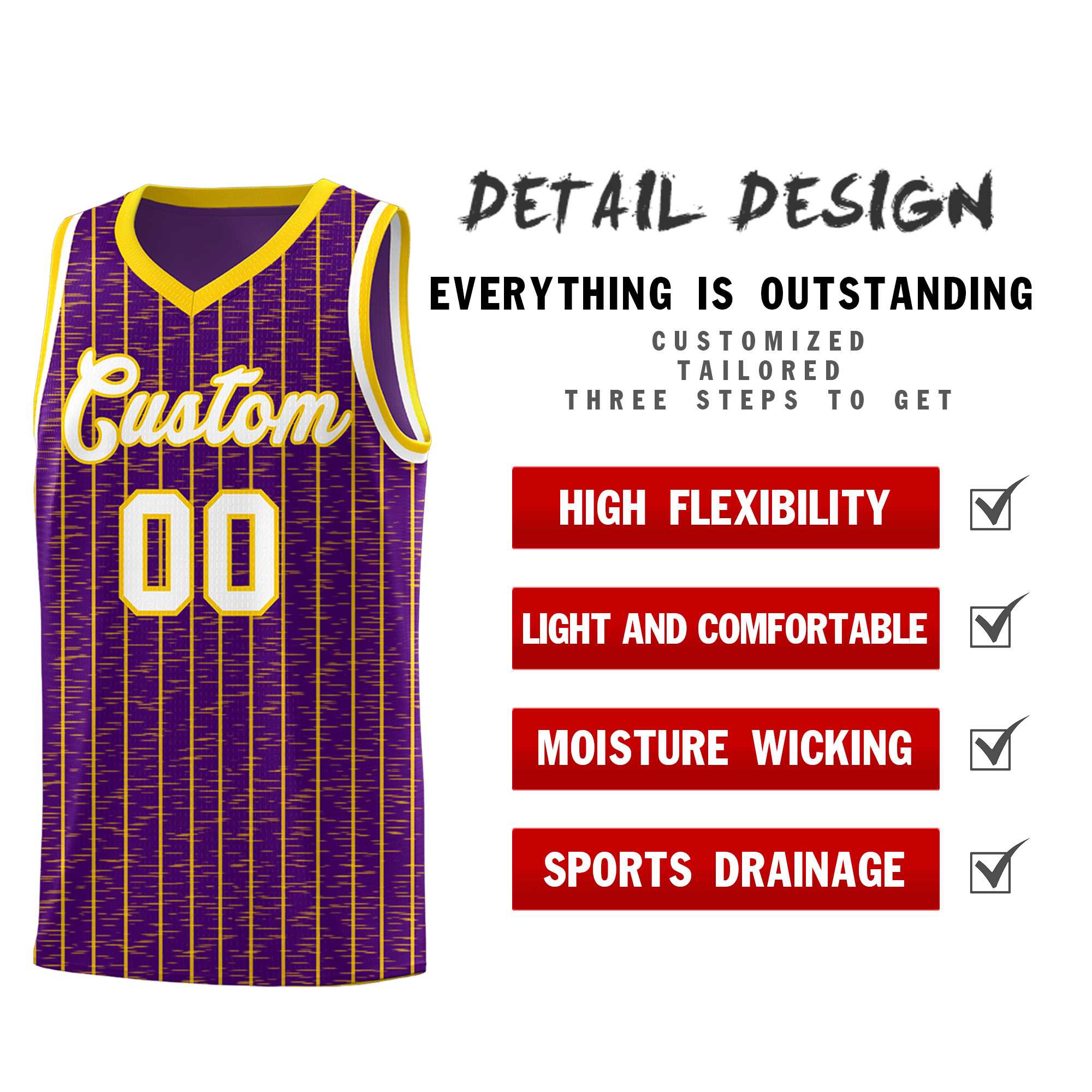 Custom Purple Custom Gray Pinstripe Retro Sets Uniform Basketball Jersey