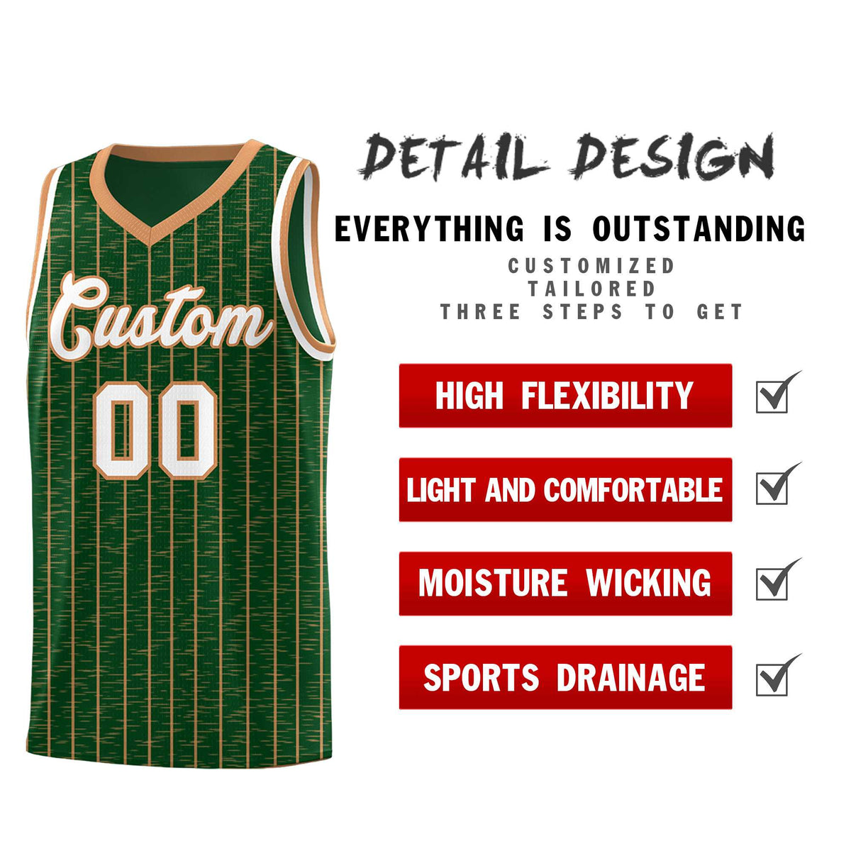 Custom Green Custom Gray Pinstripe Retro Sets Uniform Basketball Jersey