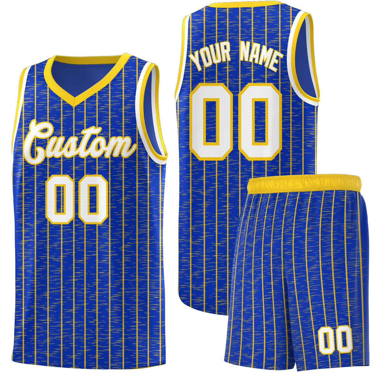 Custom Royal Blue Custom Gray Pinstripe Retro Sets Uniform Basketball Jersey