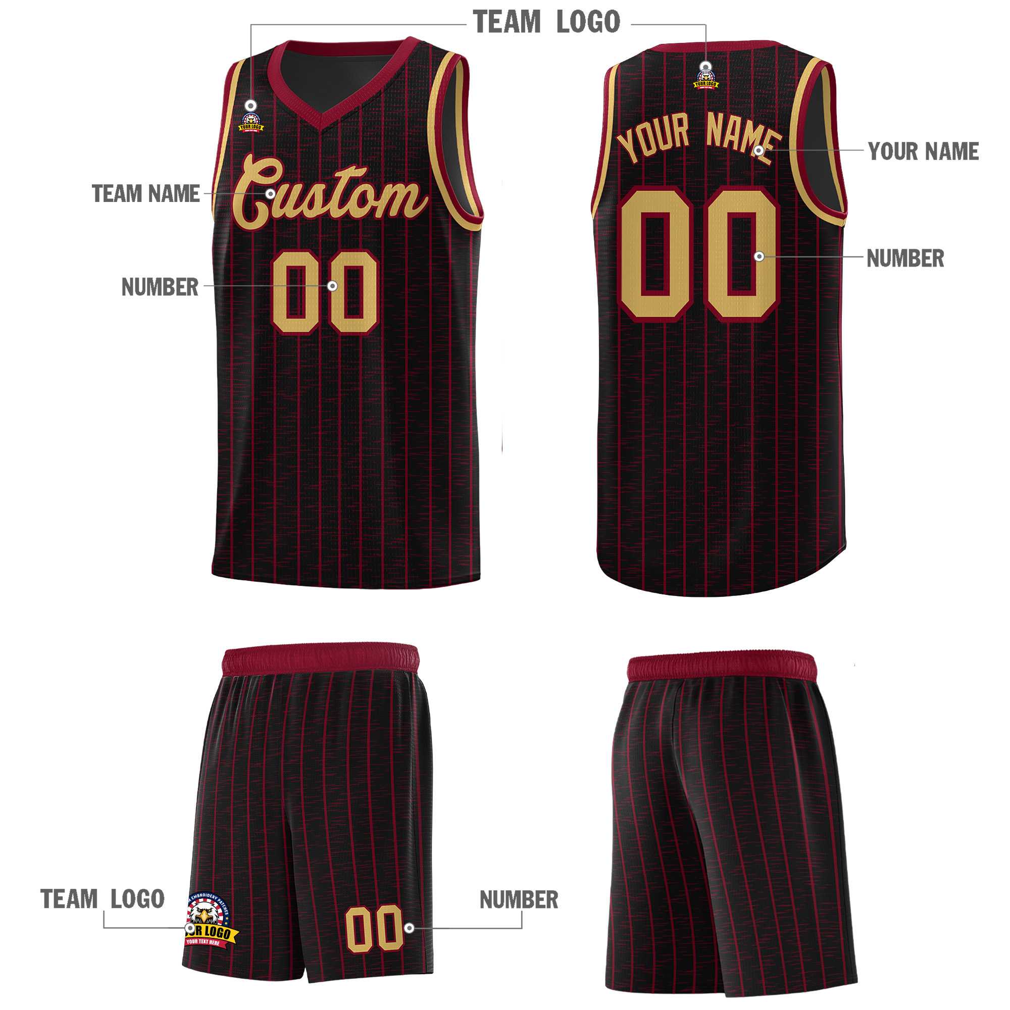 Custom Black Custom Gray Pinstripe Retro Sets Uniform Basketball Jersey