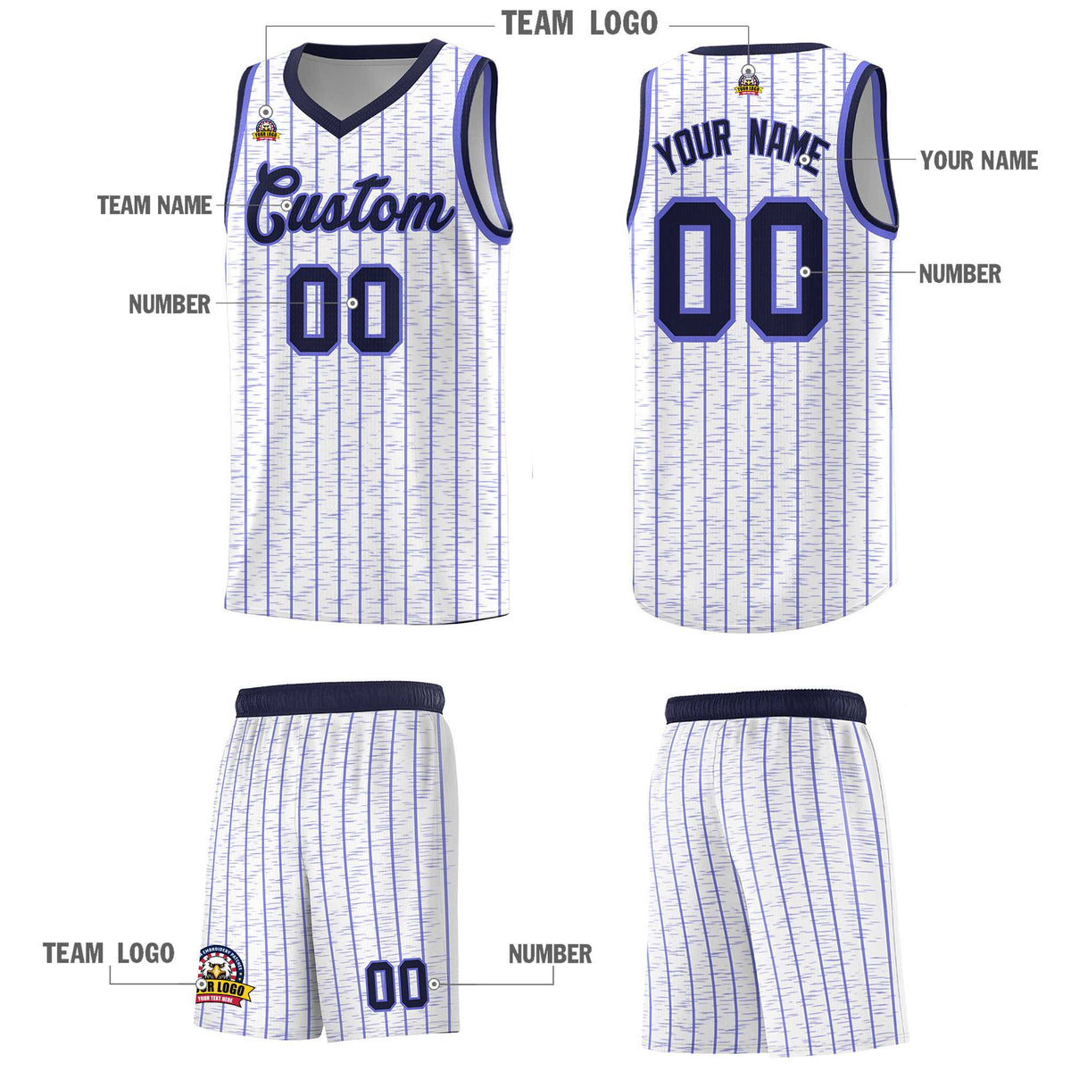 Custom White Custom Gray Pinstripe Retro Sets Uniform Basketball Jersey