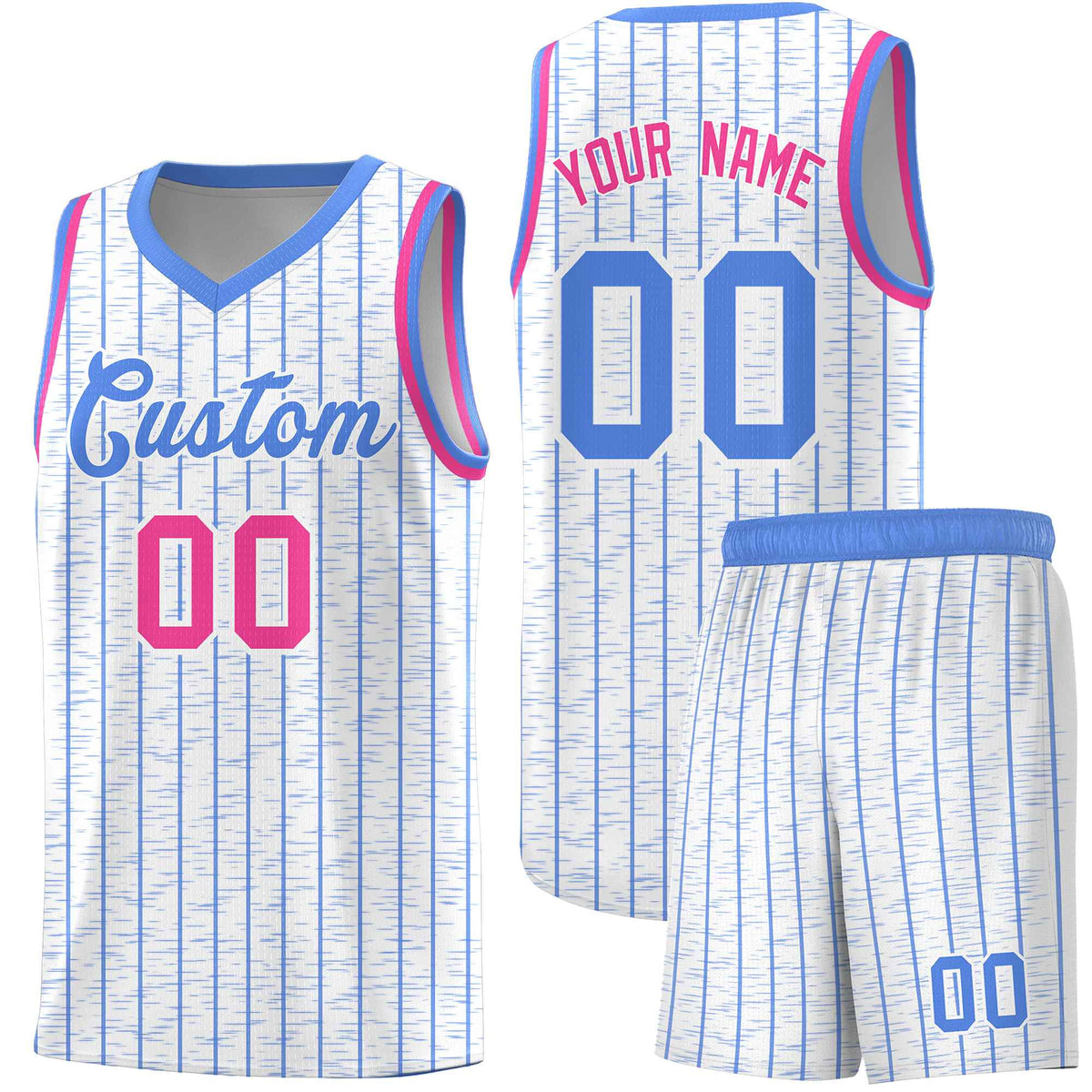 Custom White Custom Gray Pinstripe Retro Sets Uniform Basketball Jersey