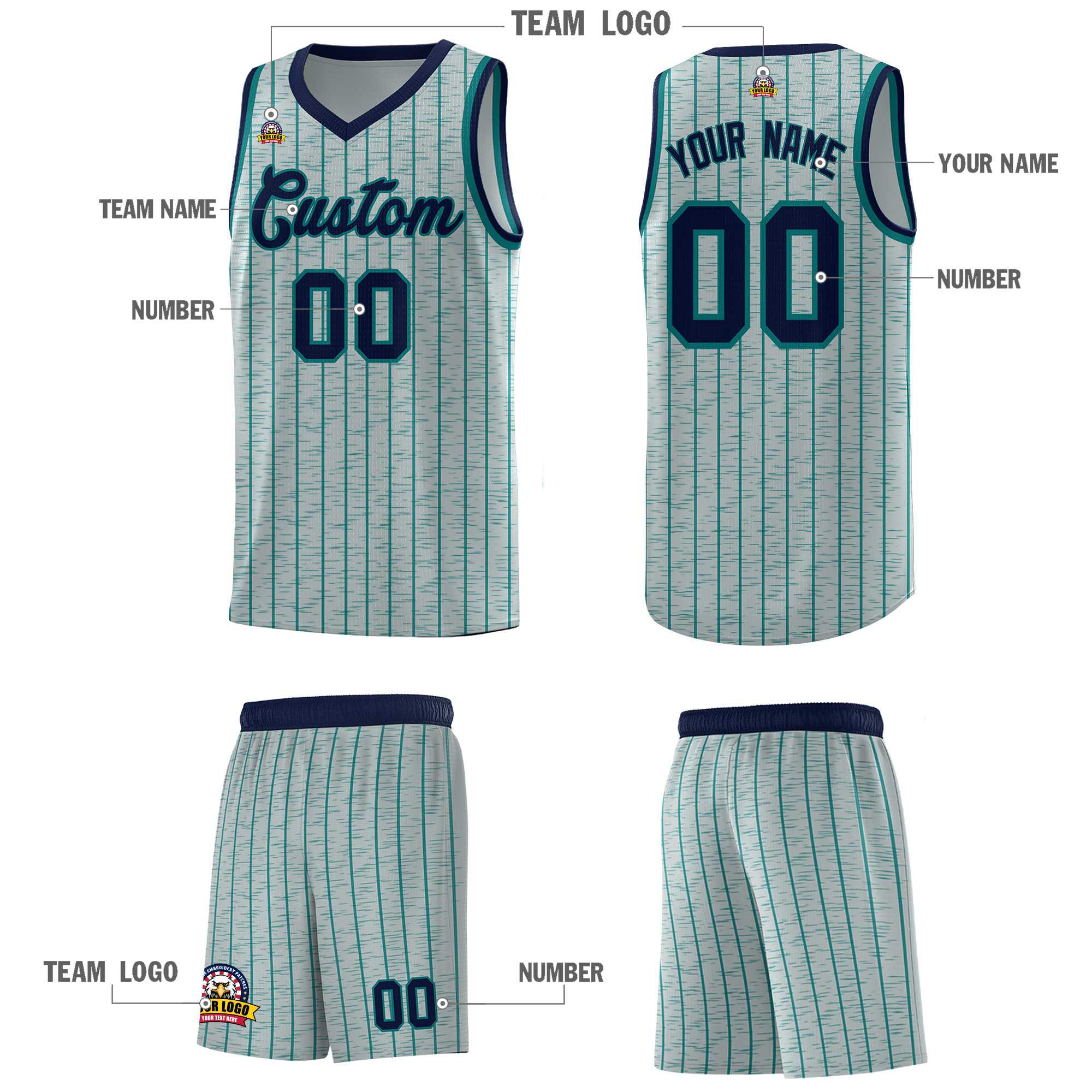 Custom Gray Custom Gray Pinstripe Retro Sets Uniform Basketball Jersey