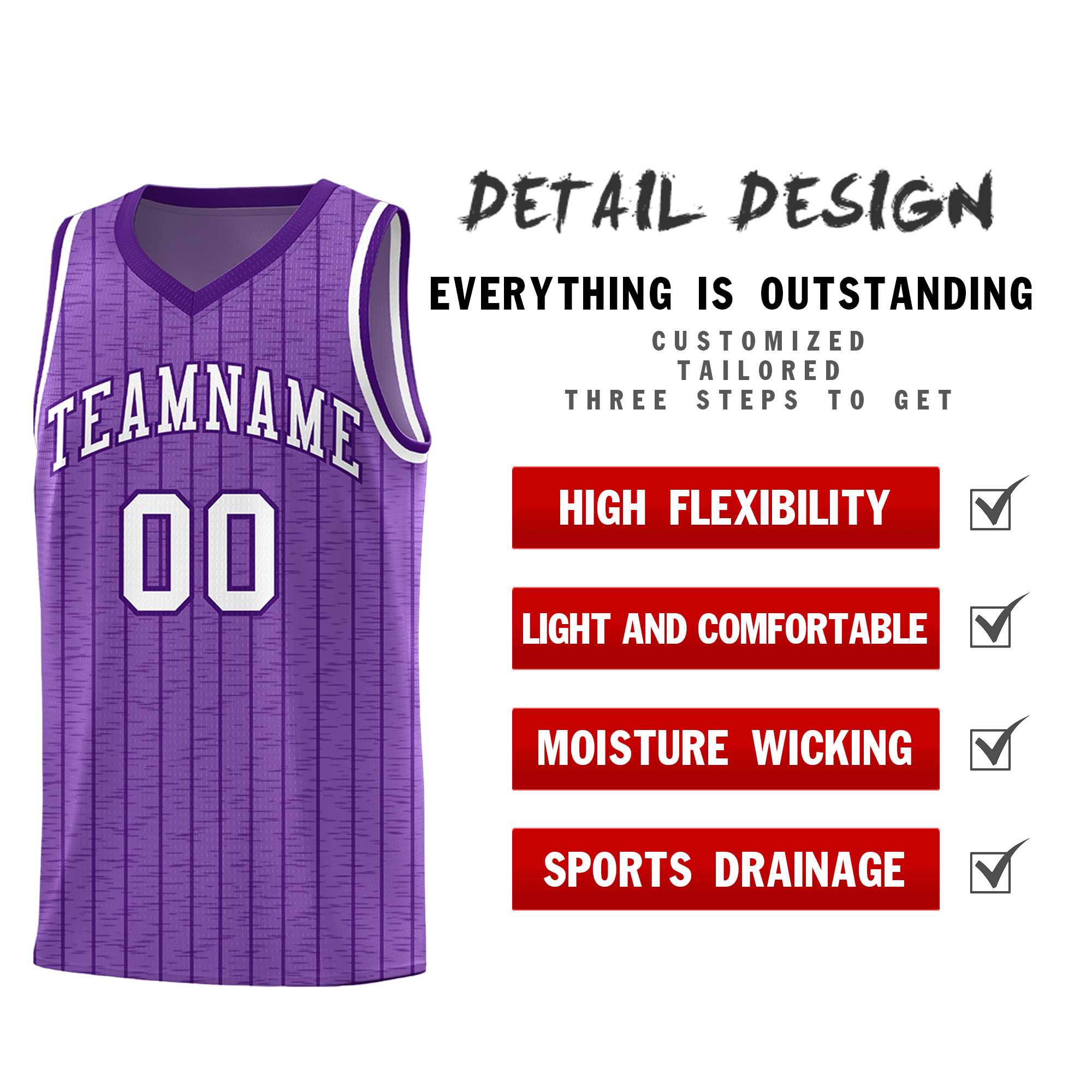 Custom Light Purple Custom Gray Pinstripe Retro Sets Uniform Basketball Jersey