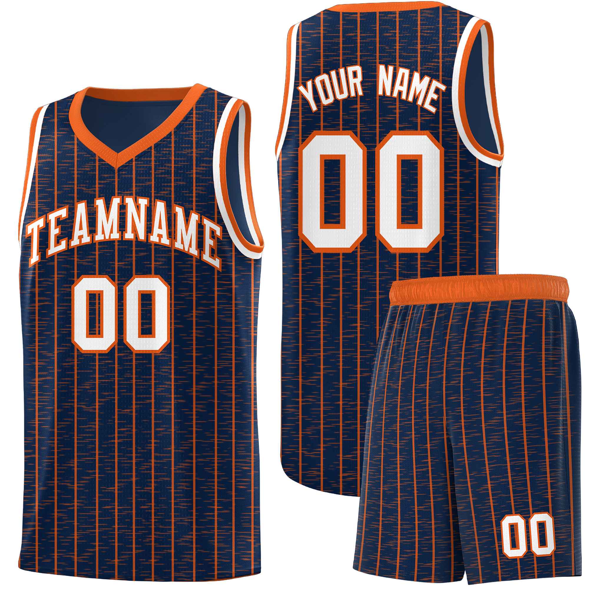 Custom Navy Custom Gray Pinstripe Retro Sets Uniform Basketball Jersey