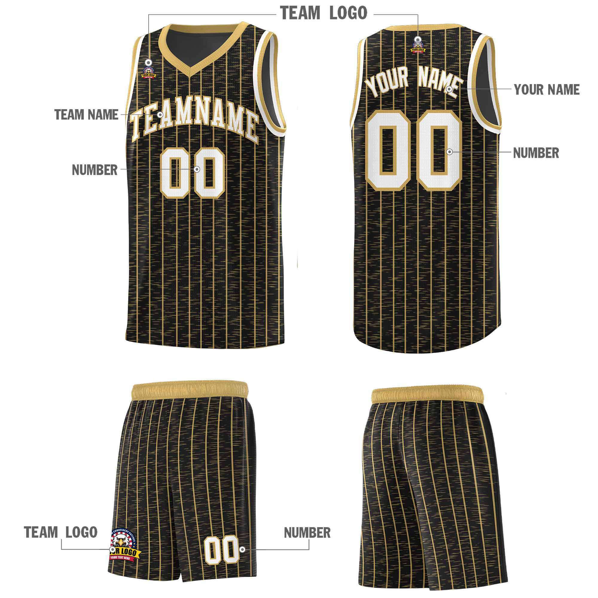 Custom Black Custom Gray Pinstripe Retro Sets Uniform Basketball Jersey