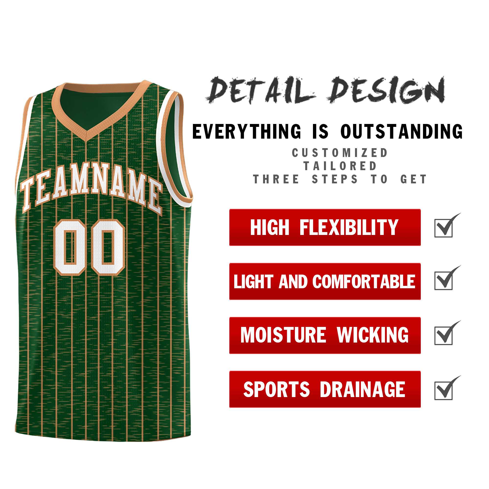 Custom Green Custom Gray Pinstripe Retro Sets Uniform Basketball Jersey