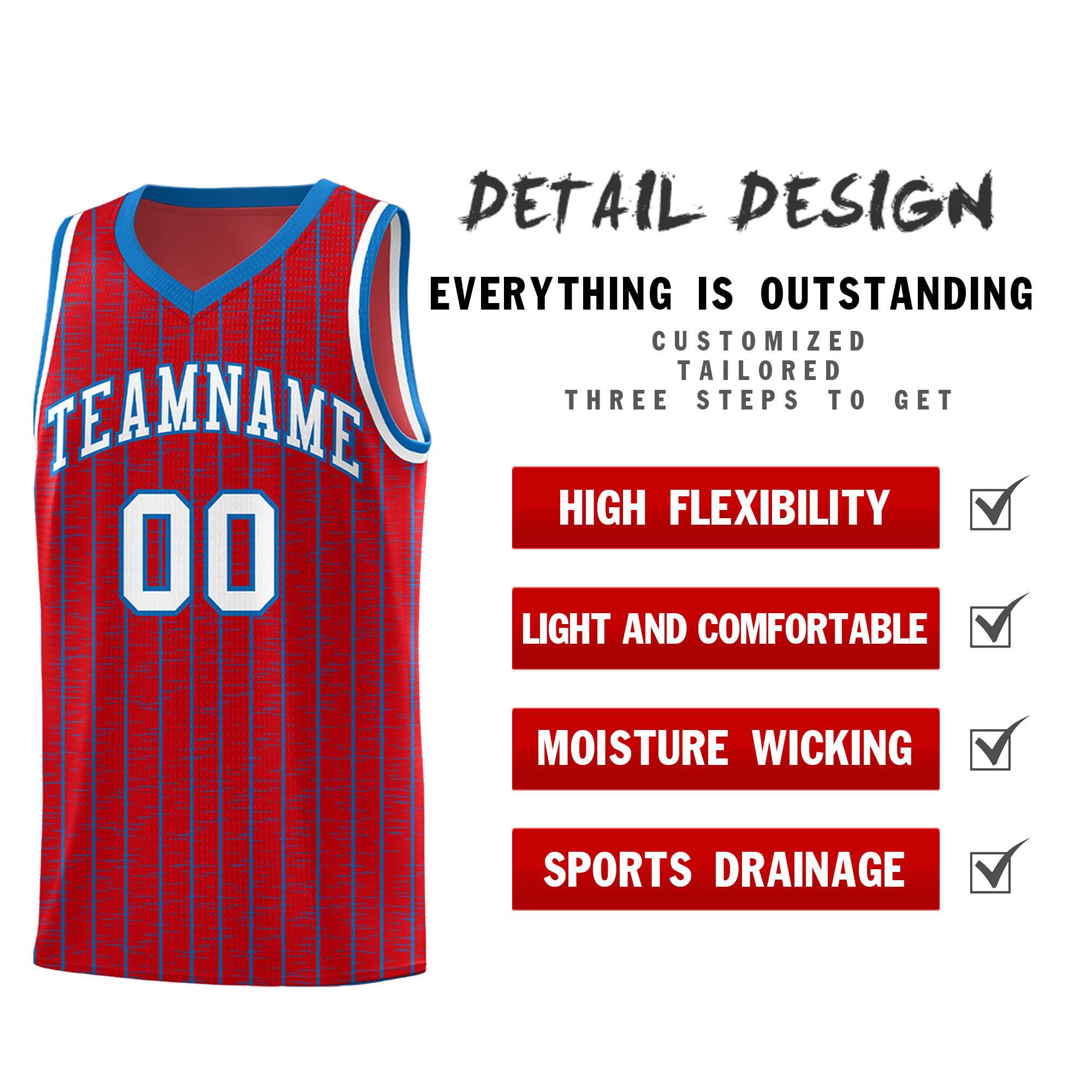 Custom Red Custom Gray Pinstripe Retro Sets Uniform Basketball Jersey