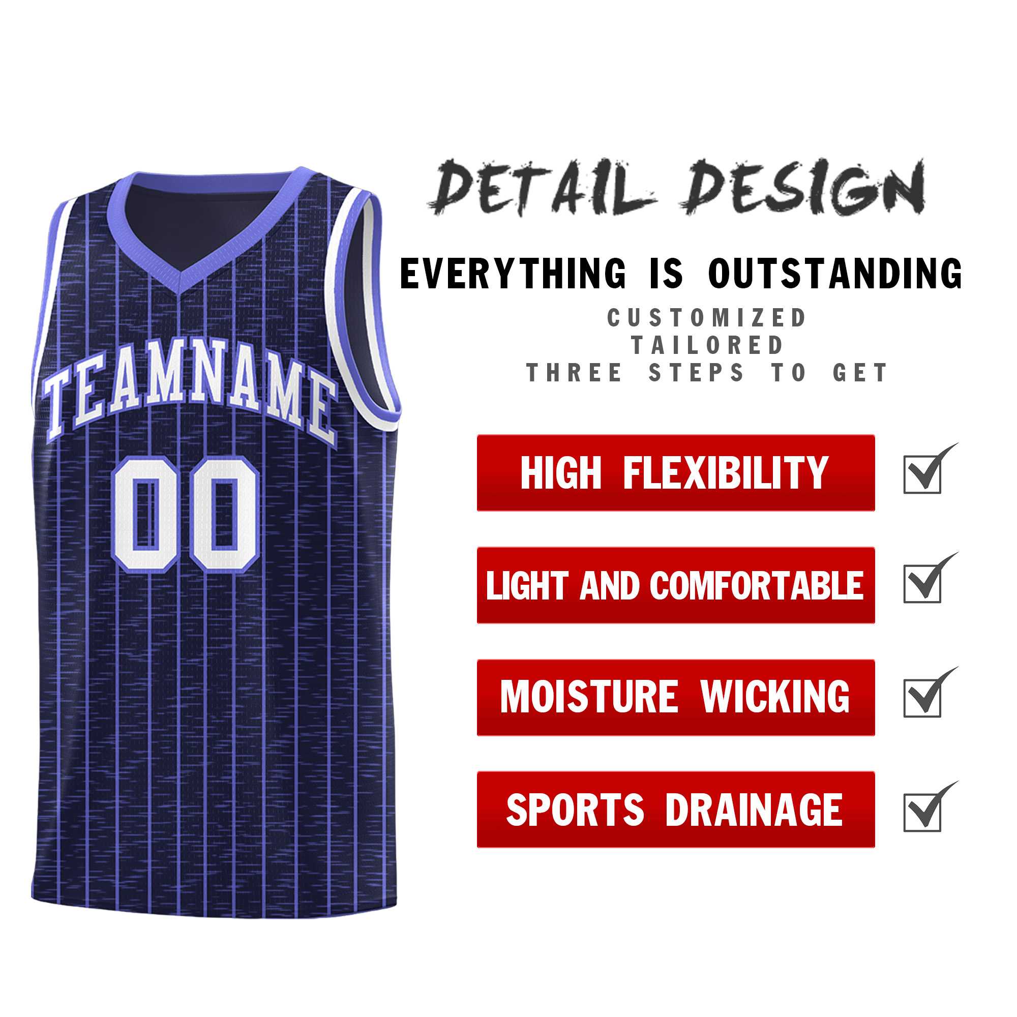 Custom Navy Custom Gray Pinstripe Retro Sets Uniform Basketball Jersey