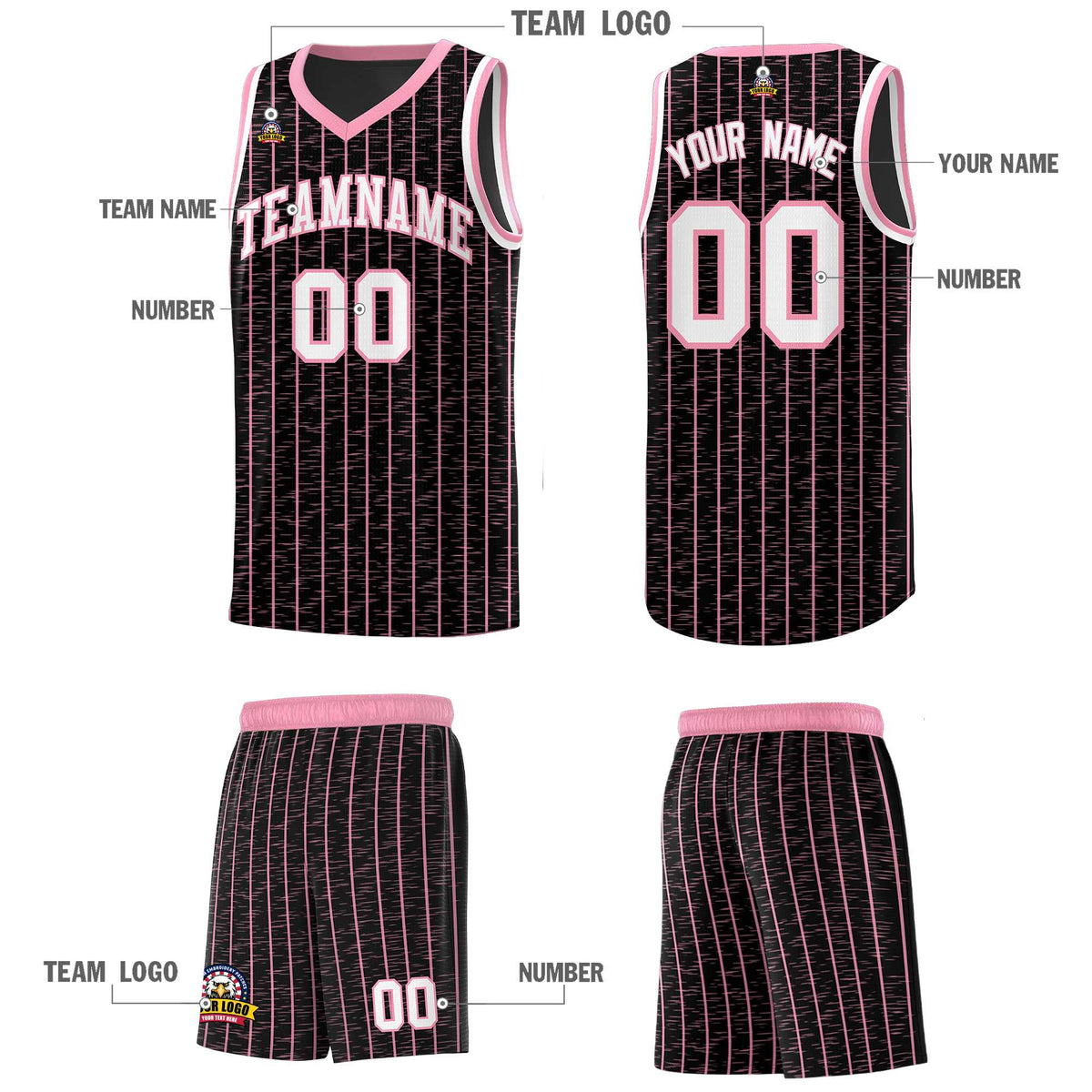 Custom Black Custom Gray Pinstripe Retro Sets Uniform Basketball Jersey