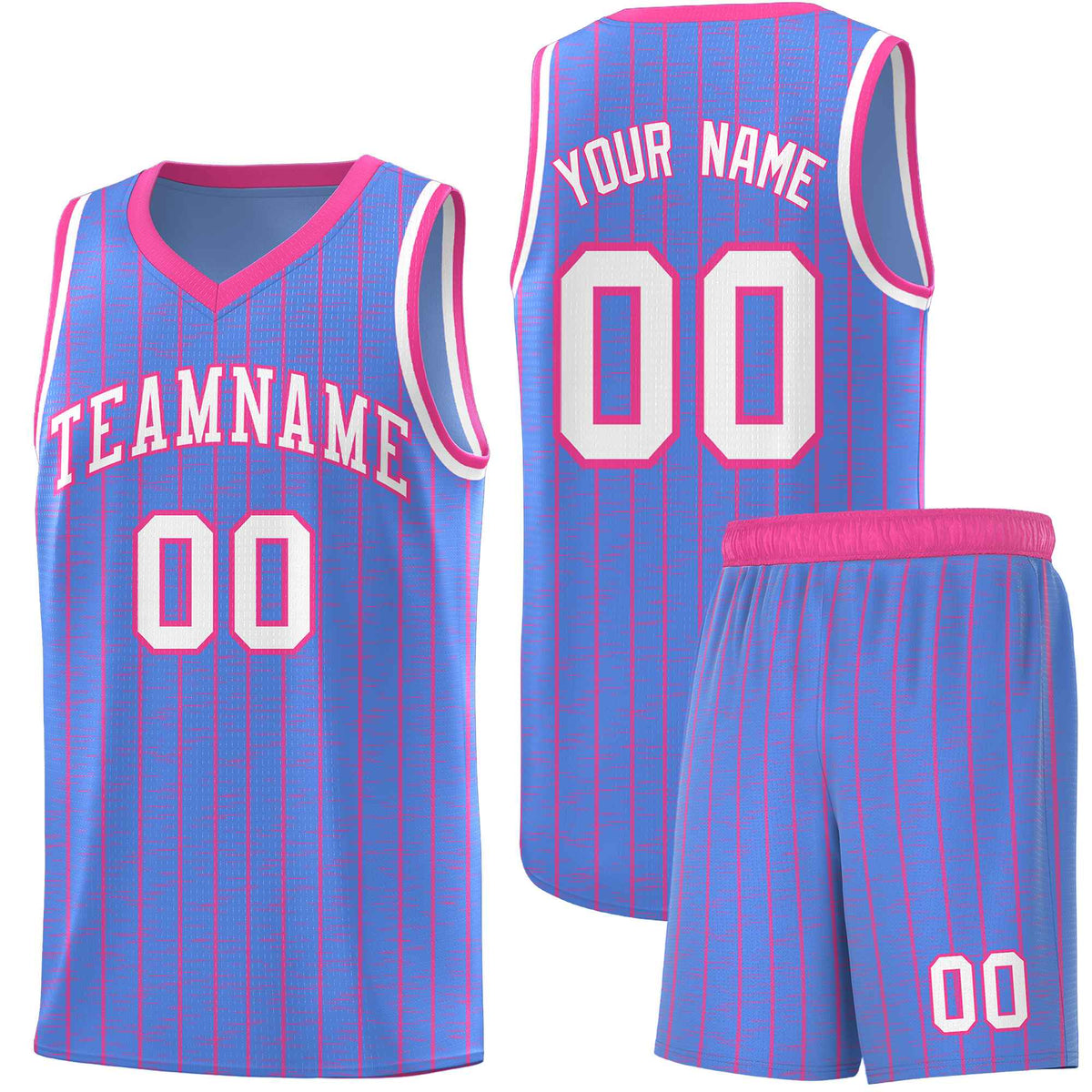 Custom Light Blue Custom Gray Pinstripe Retro Sets Uniform Basketball Jersey