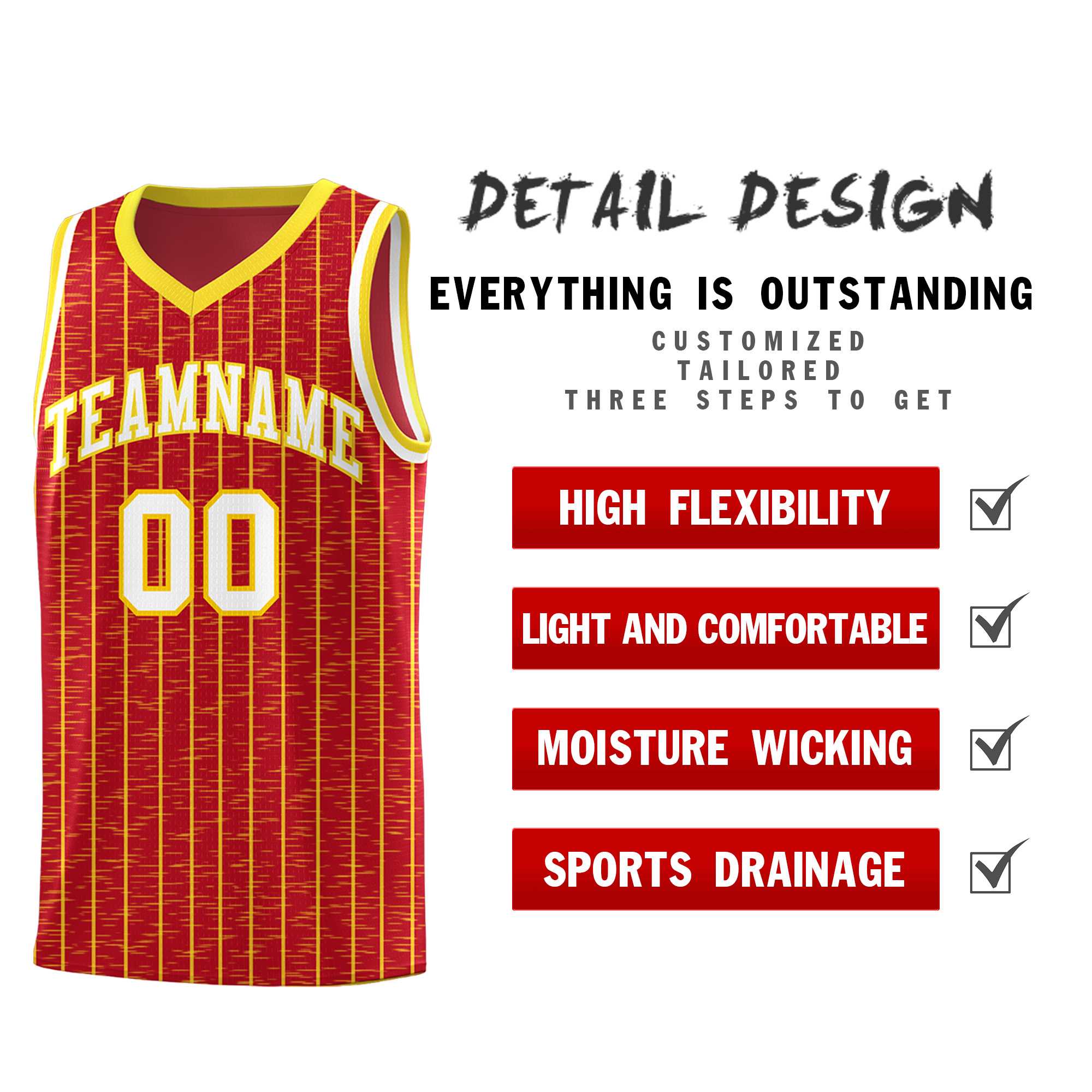 Custom Red Custom Gray Pinstripe Retro Sets Uniform Basketball Jersey