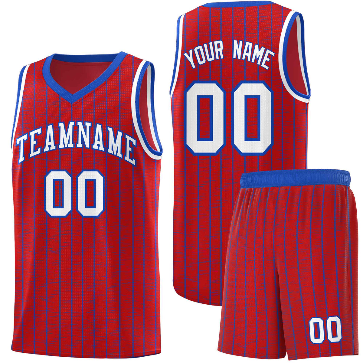 Custom Red Custom Gray Pinstripe Retro Sets Uniform Basketball Jersey