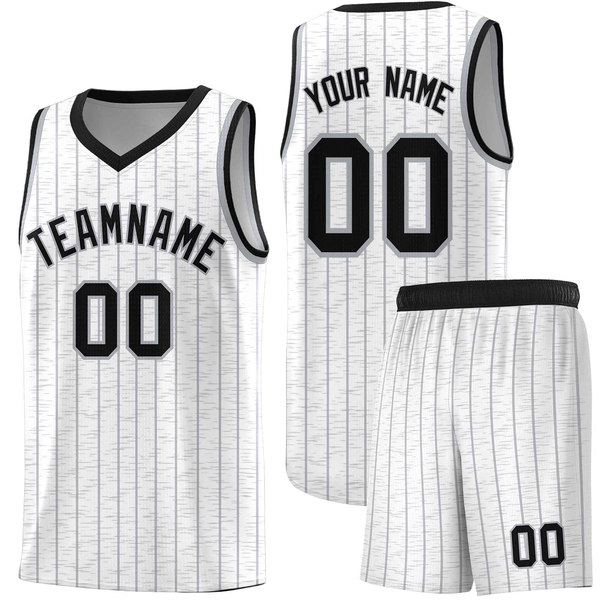 Custom White Custom Gray Pinstripe Retro Sets Uniform Basketball Jersey