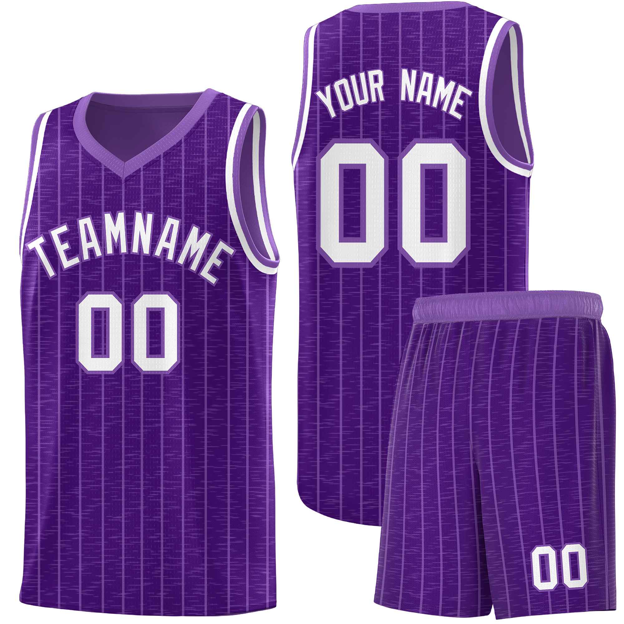Custom Purple Custom Gray Pinstripe Retro Sets Uniform Basketball Jersey