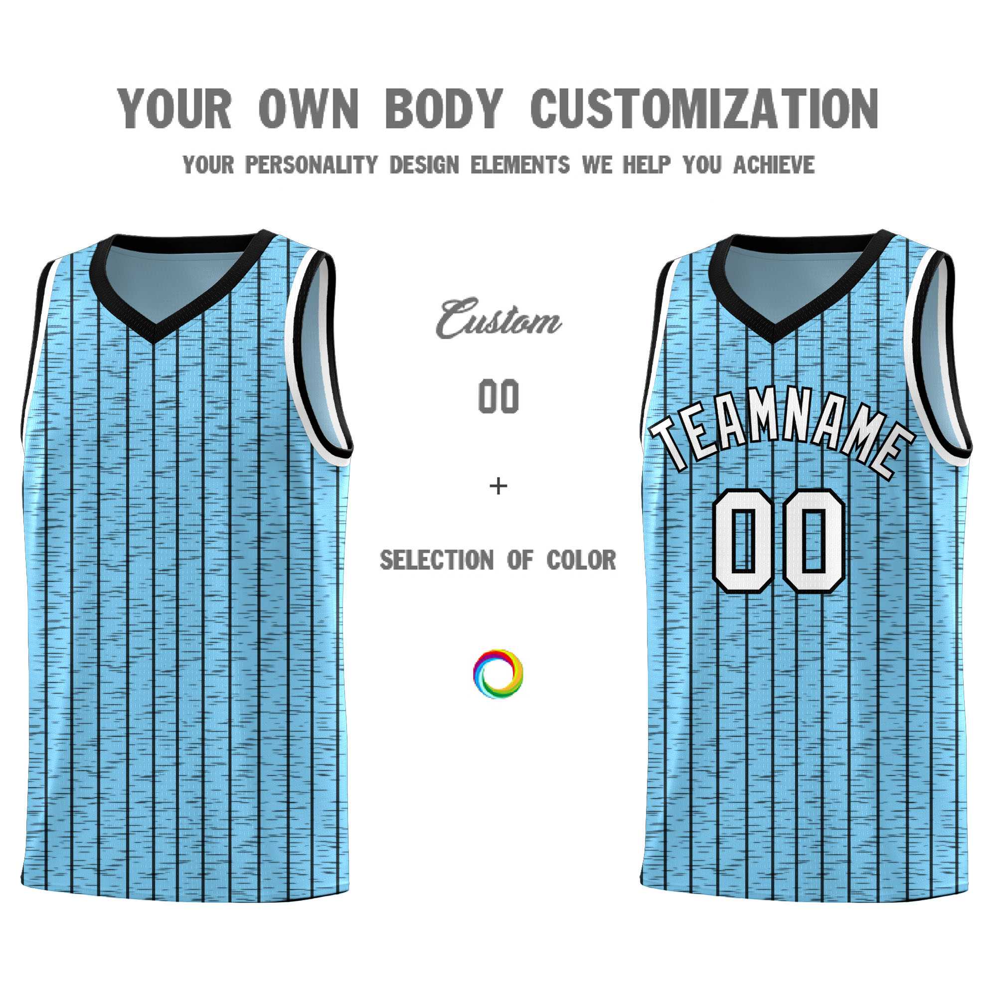 Custom Light Blue Custom Gray Pinstripe Retro Sets Uniform Basketball Jersey