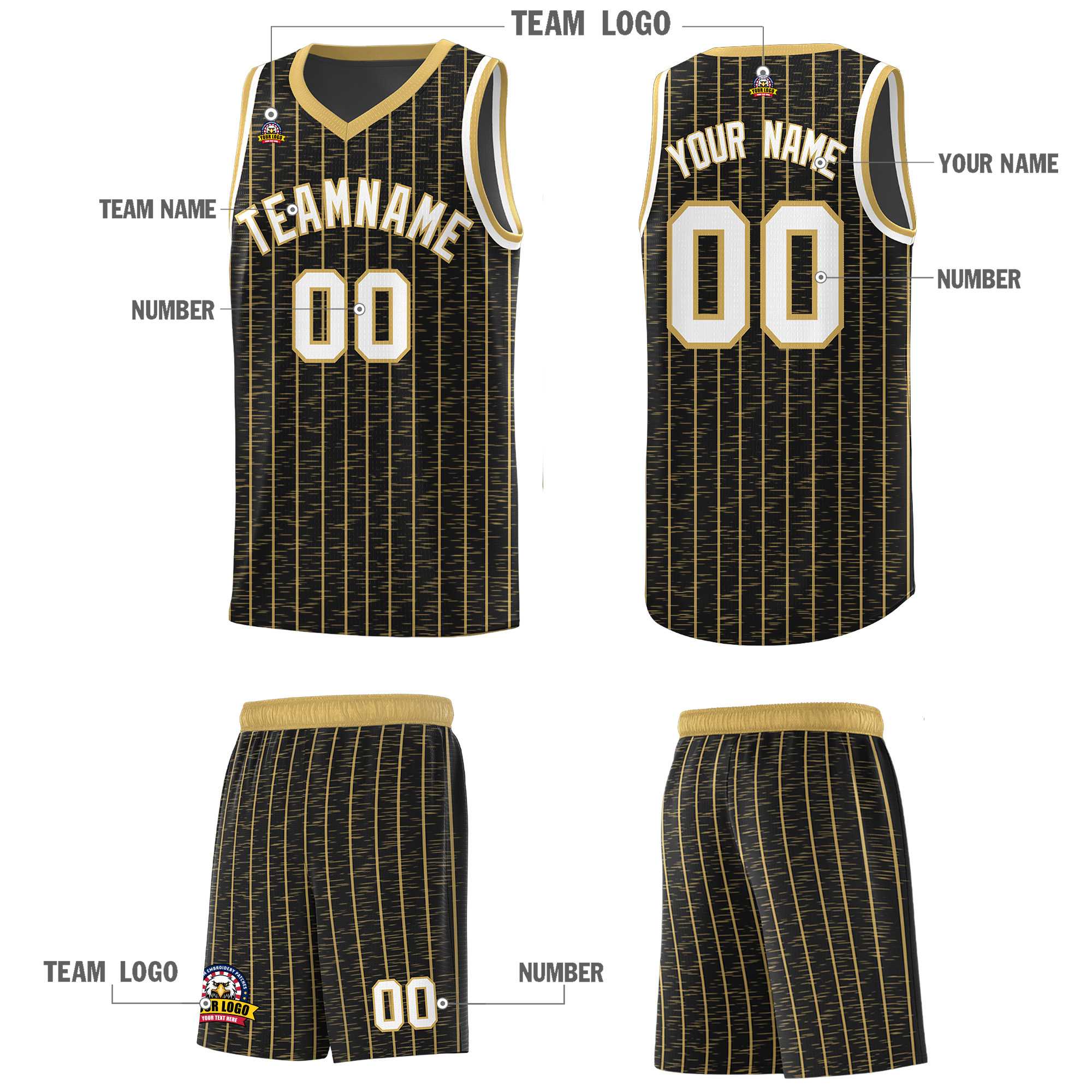 Custom Black Custom Gray Pinstripe Retro Sets Uniform Basketball Jersey