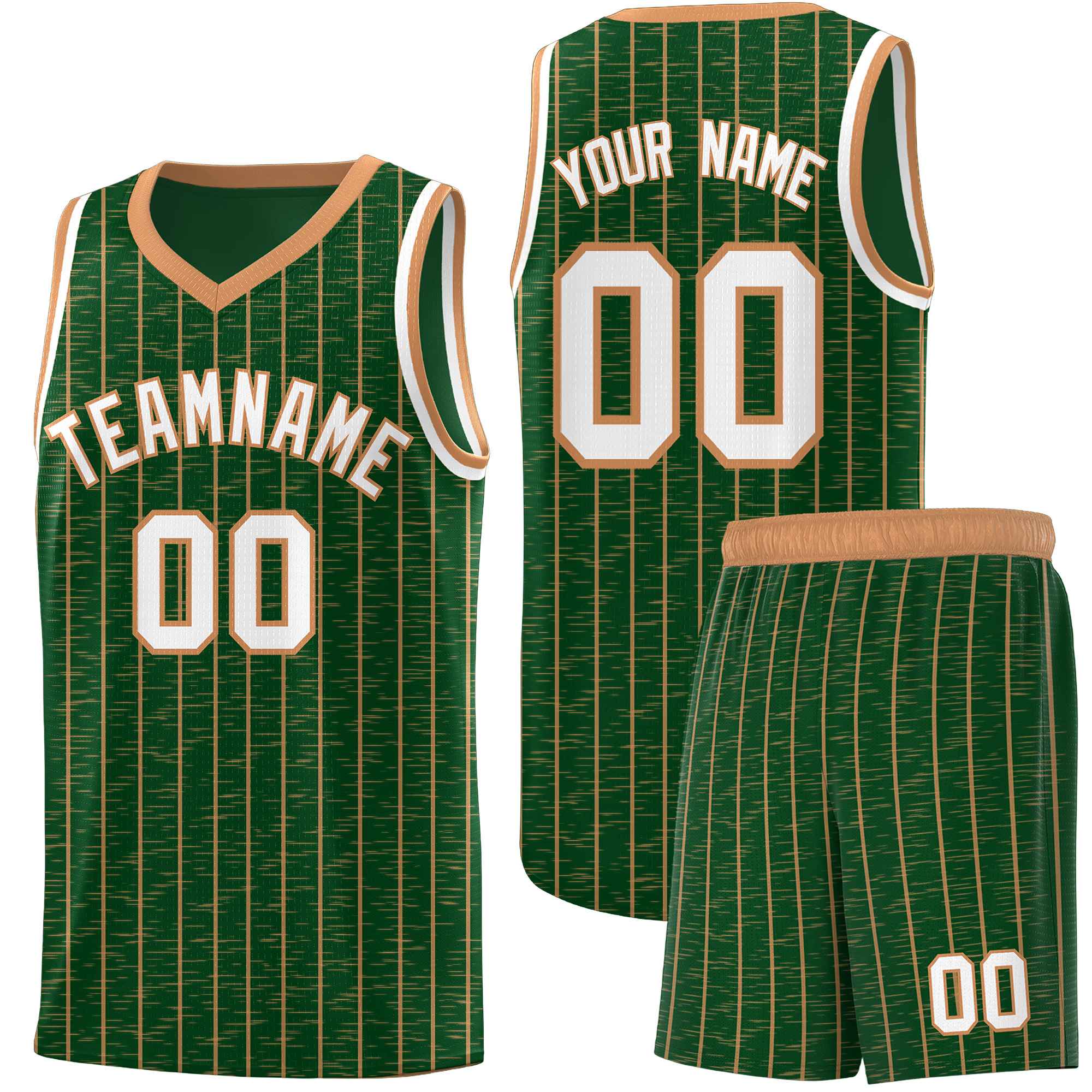 Custom Green Custom Gray Pinstripe Retro Sets Uniform Basketball Jersey