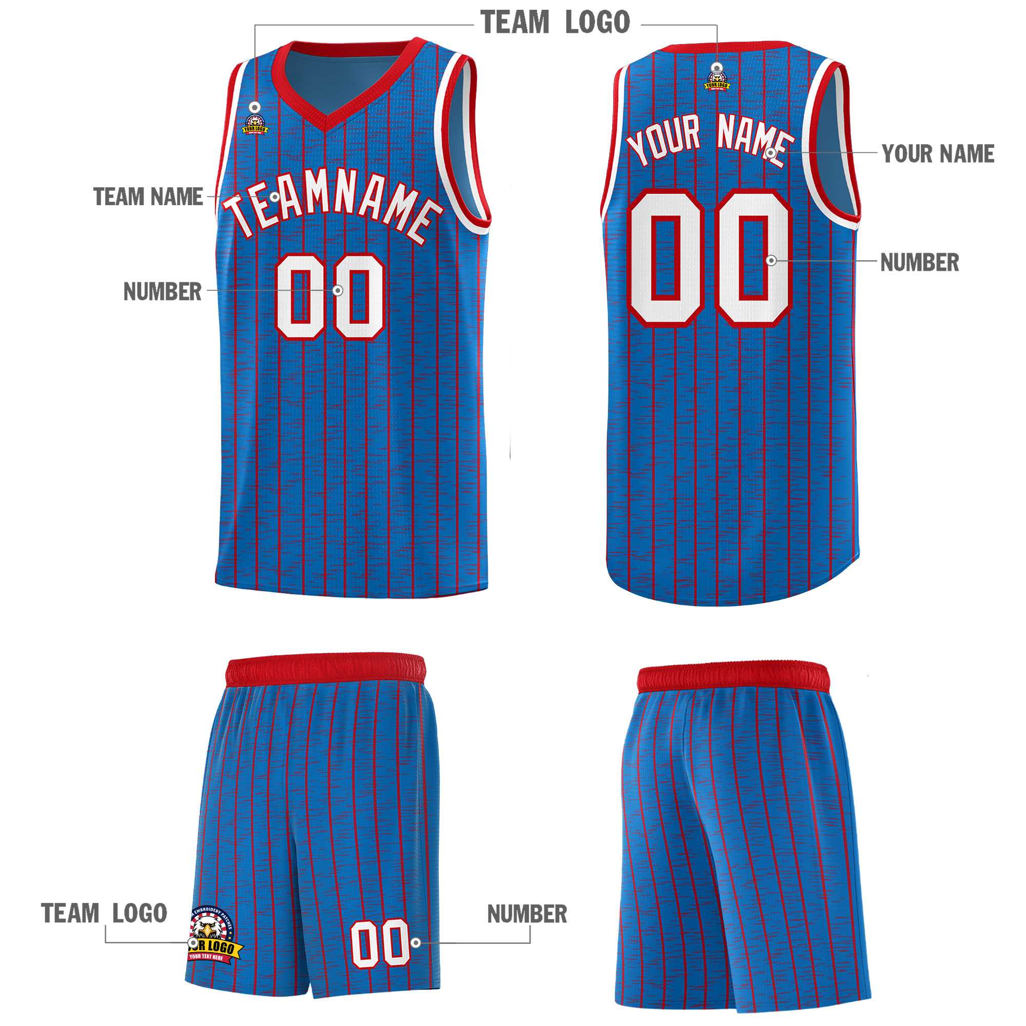 Custom Royal Custom Gray Pinstripe Retro Sets Uniform Basketball Jersey