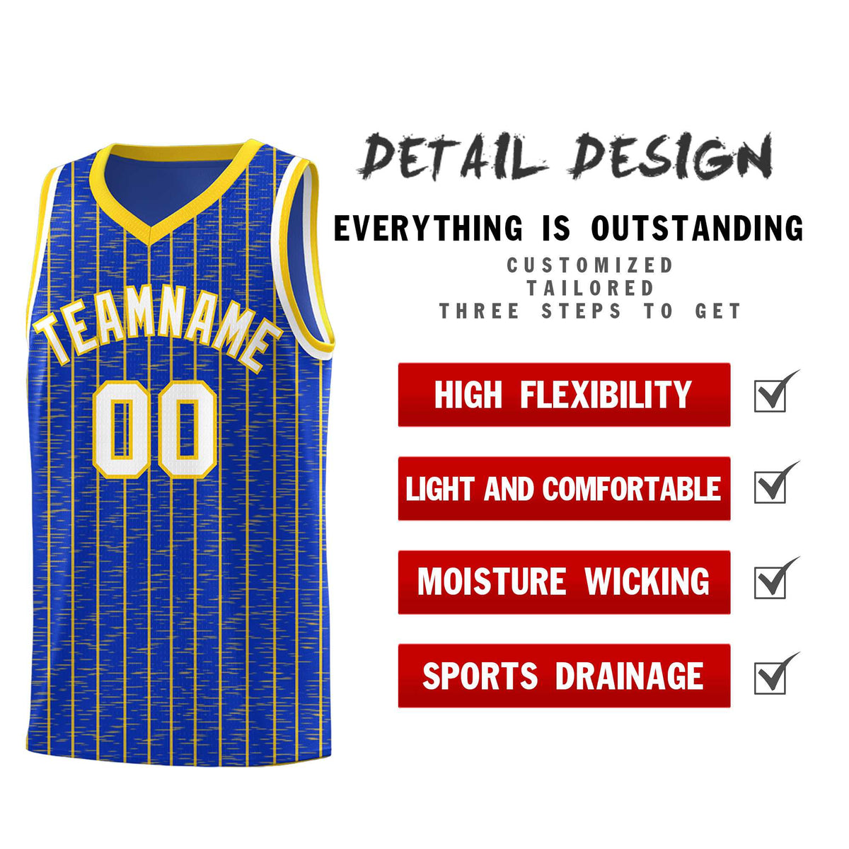 Custom Royal Blue Custom Gray Pinstripe Retro Sets Uniform Basketball Jersey