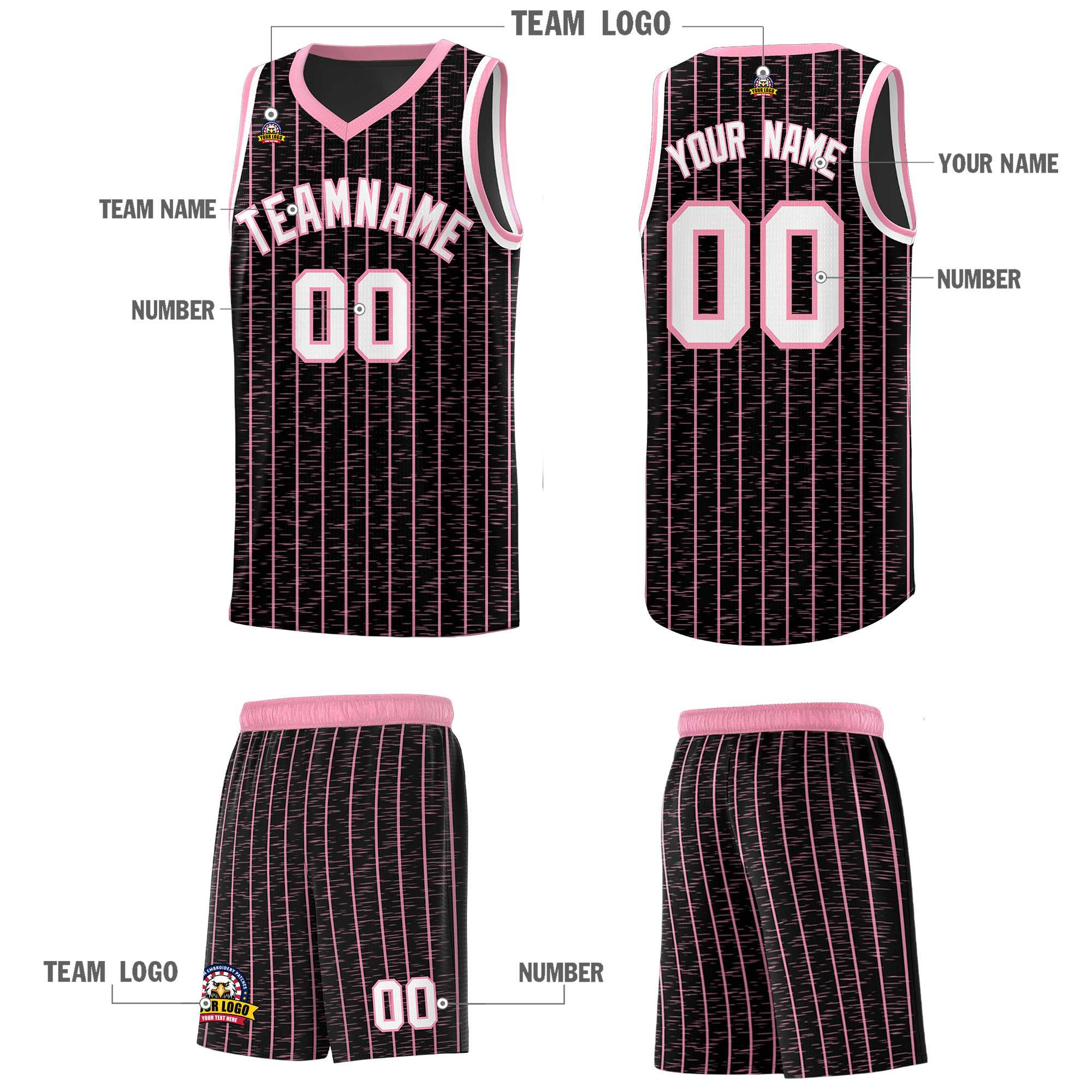Custom Black Custom Gray Pinstripe Retro Sets Uniform Basketball Jersey