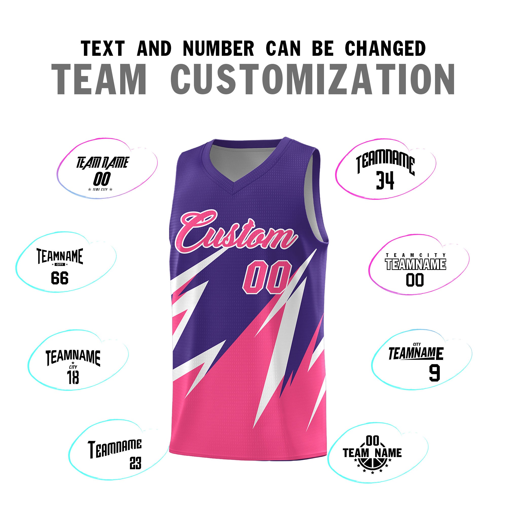 Custom Purple Abstract Mountain Pattern Sports Uniform Basketball Jersey