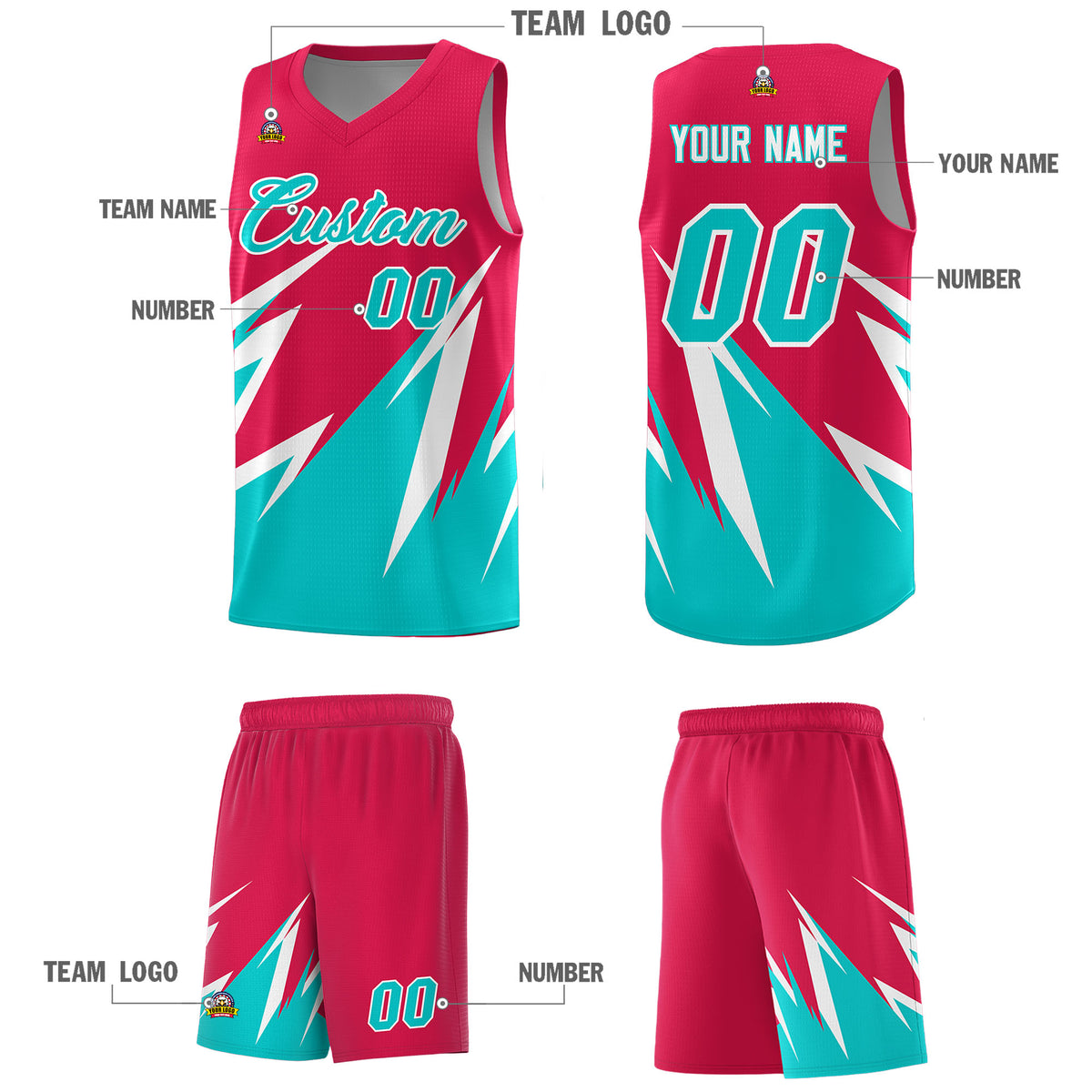Custom Red Abstract Mountain Pattern Sports Uniform Basketball Jersey