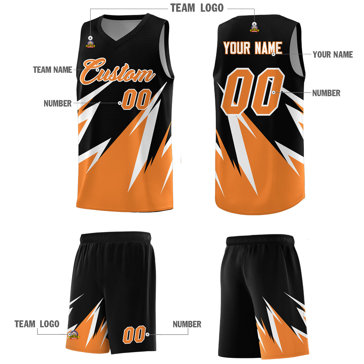 Custom Black Abstract Mountain Pattern Sports Uniform Basketball Jersey