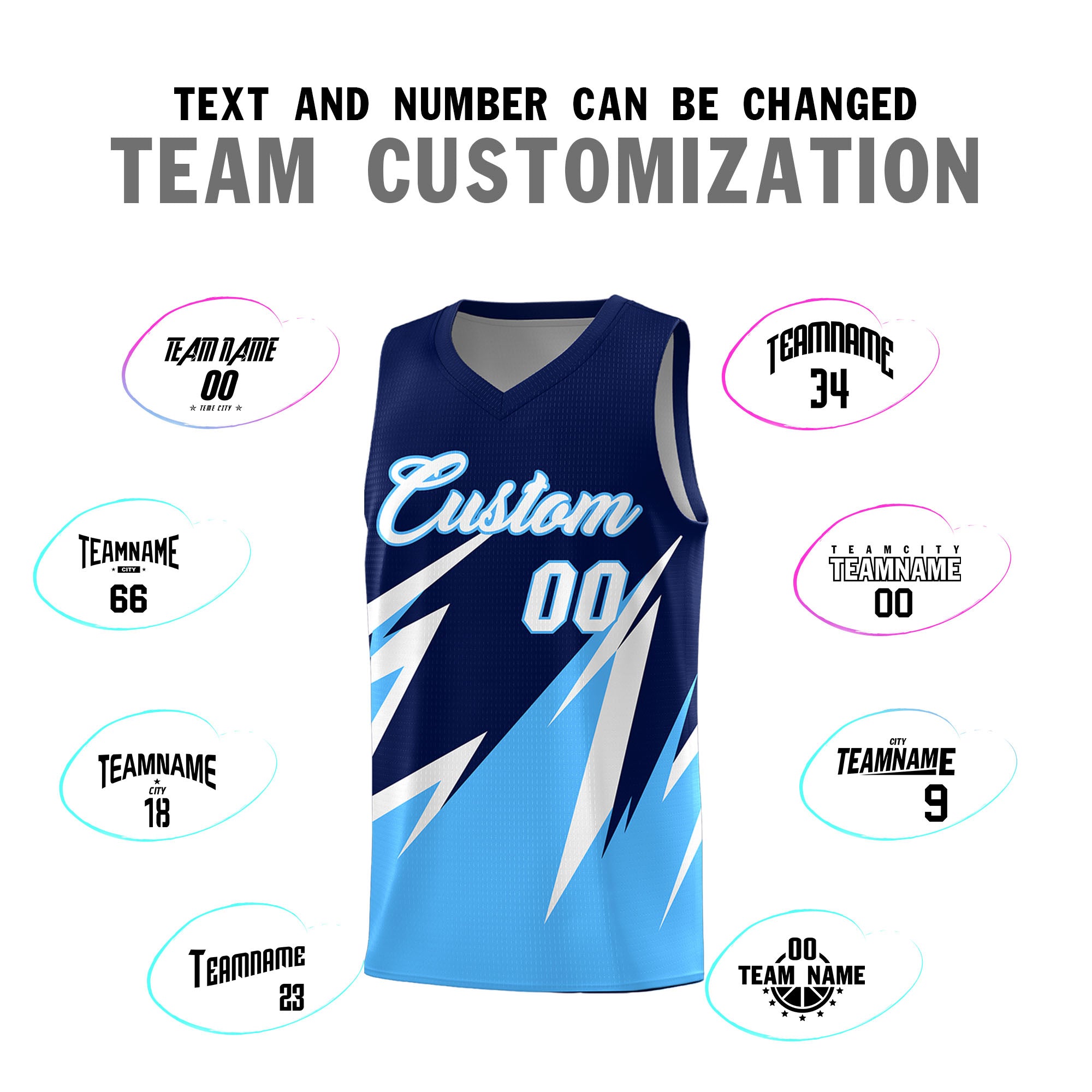 Custom Navy Abstract Mountain Pattern Sports Uniform Basketball Jersey