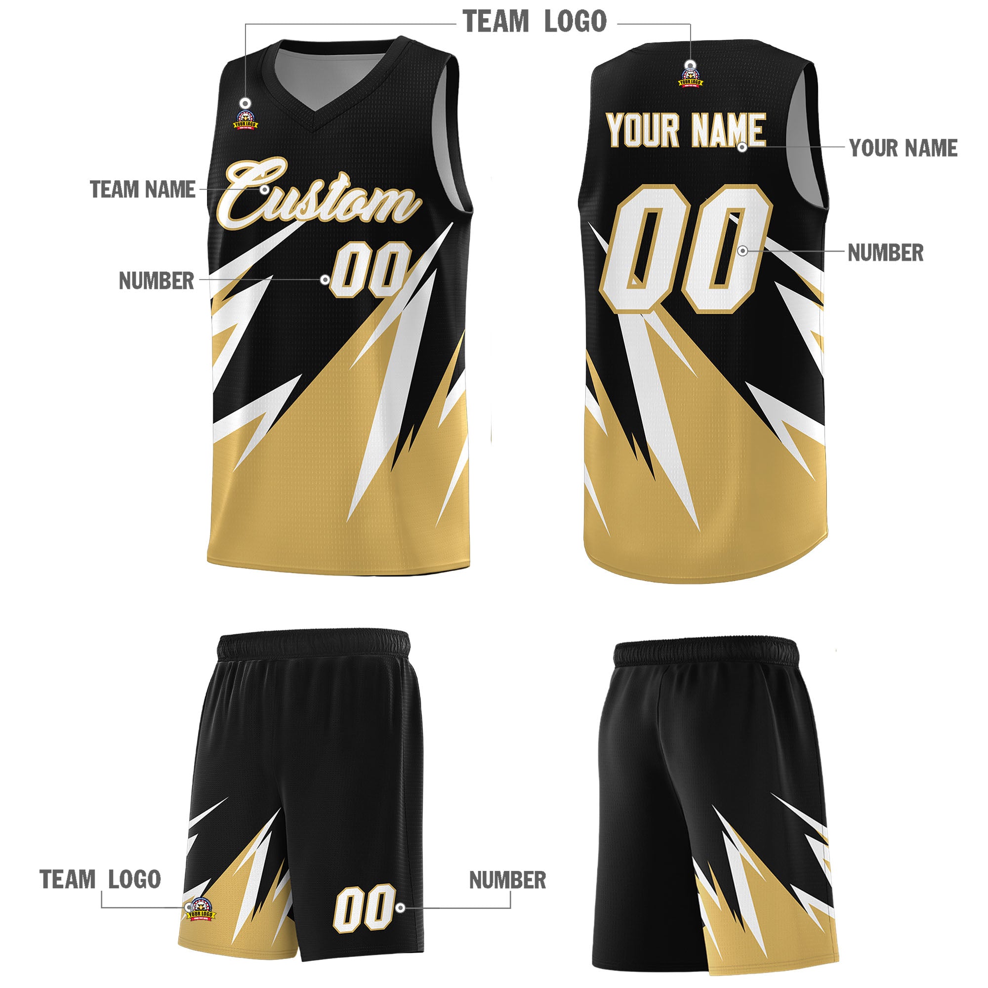 Custom Black Abstract Mountain Pattern Sports Uniform Basketball Jersey