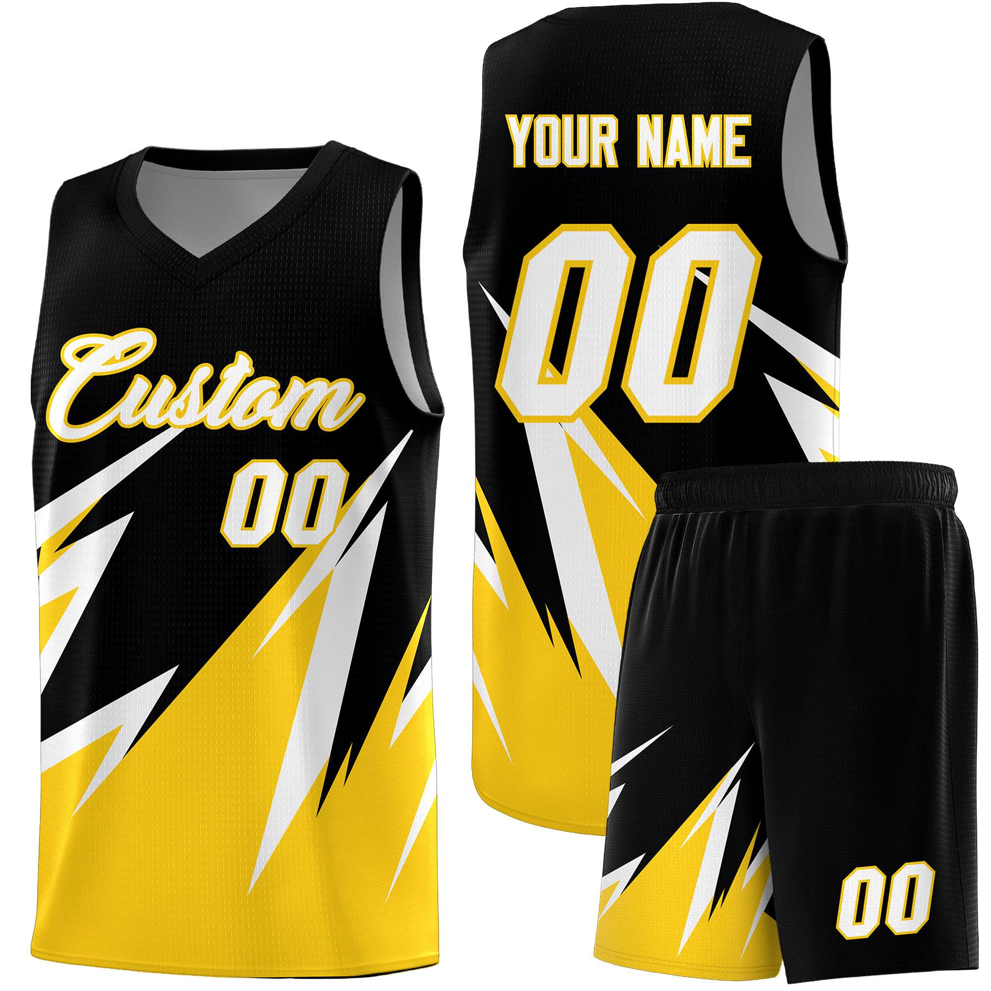 Custom Black Abstract Mountain Pattern Sports Uniform Basketball Jersey