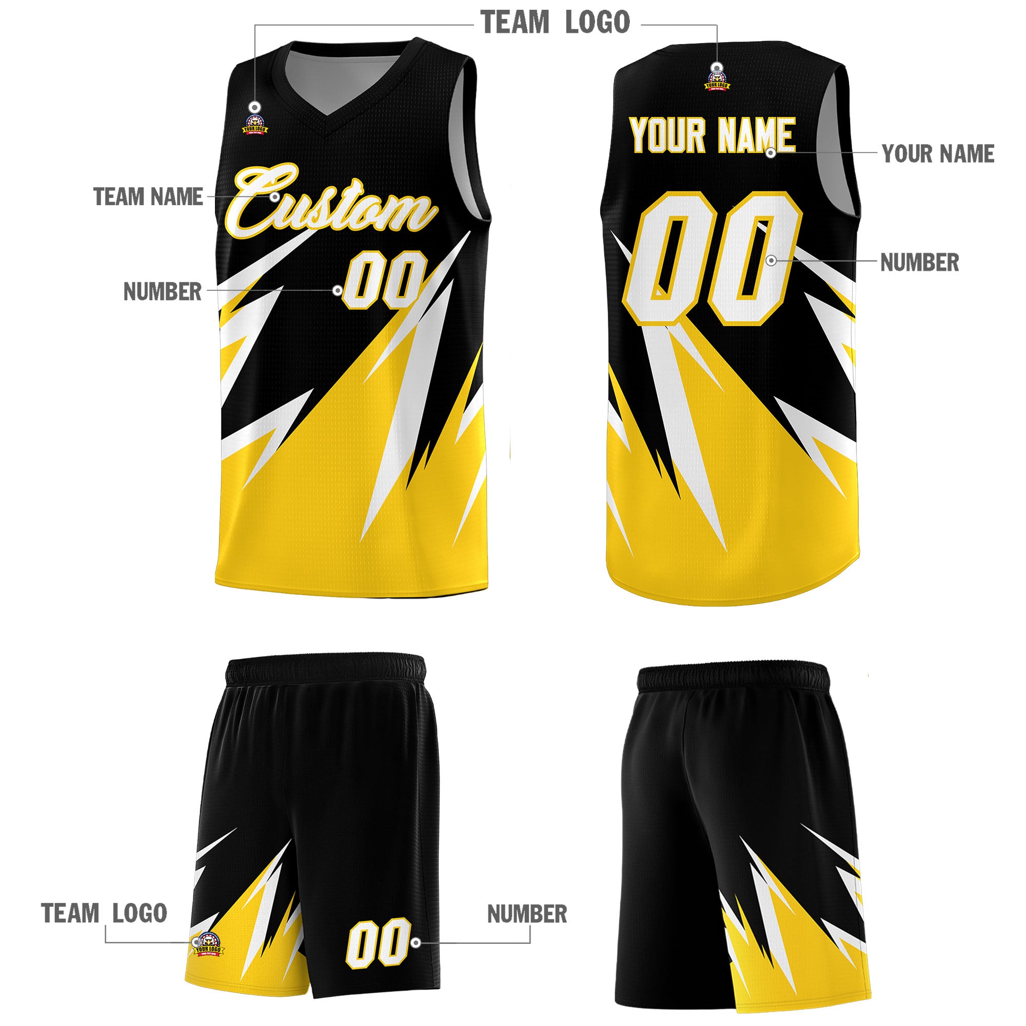 Custom Black Abstract Mountain Pattern Sports Uniform Basketball Jersey