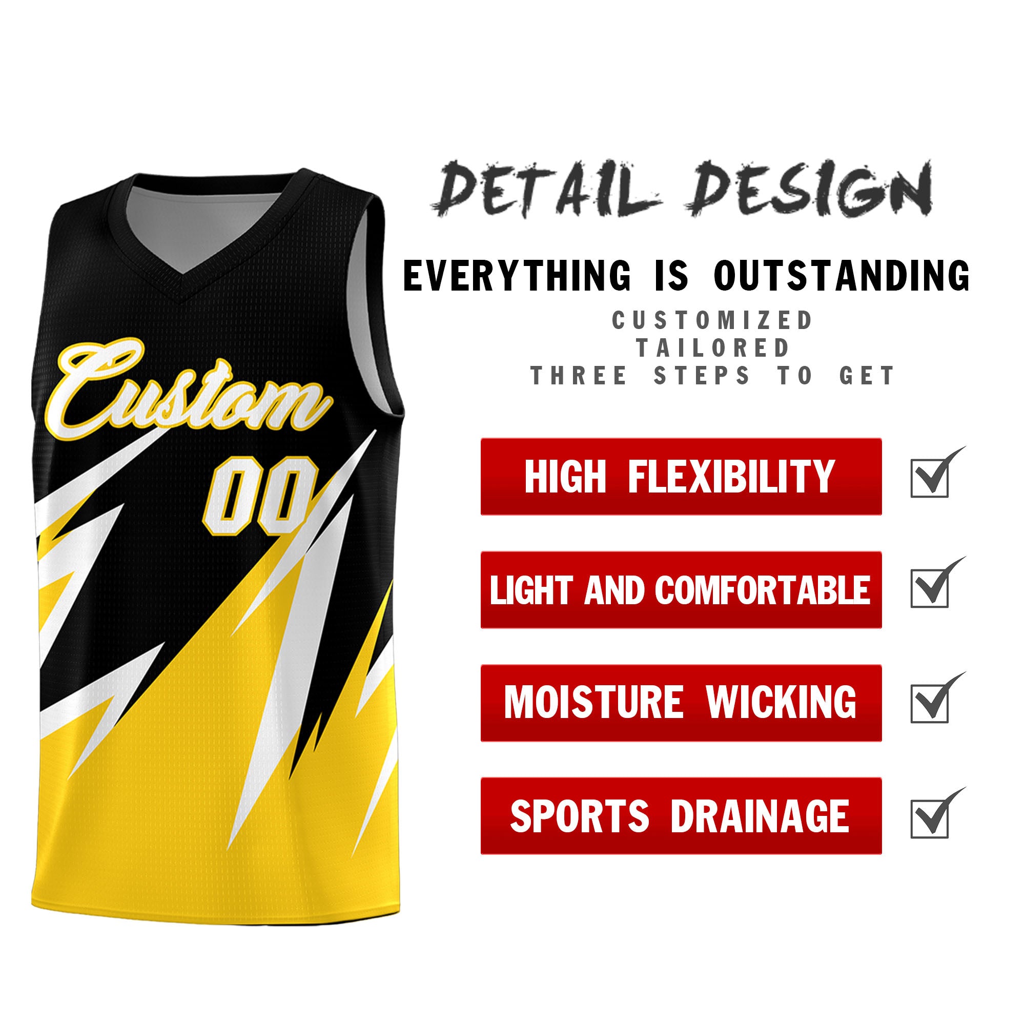 Custom Black Abstract Mountain Pattern Sports Uniform Basketball Jersey