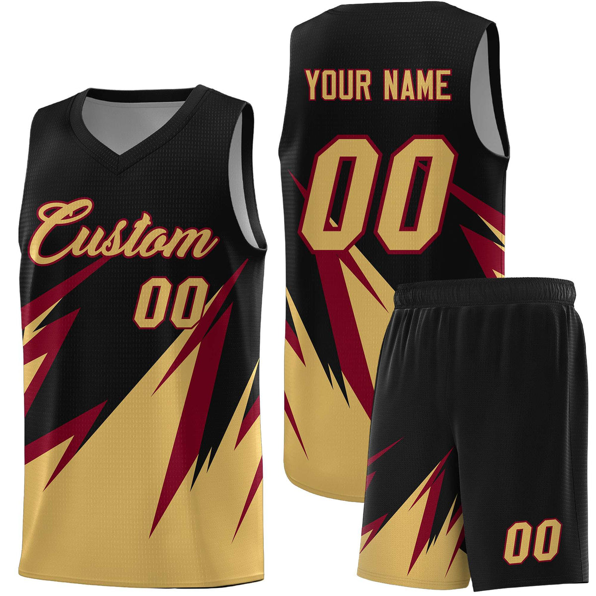 Custom Black Abstract Mountain Pattern Sports Uniform Basketball Jersey
