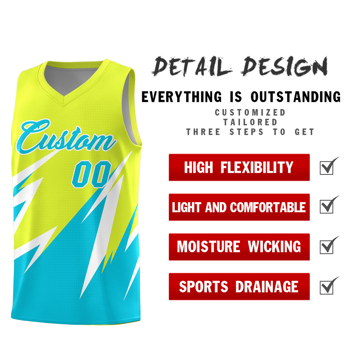 Custom Fluorescent Green Abstract Mountain Pattern Sports Uniform Basketball Jersey