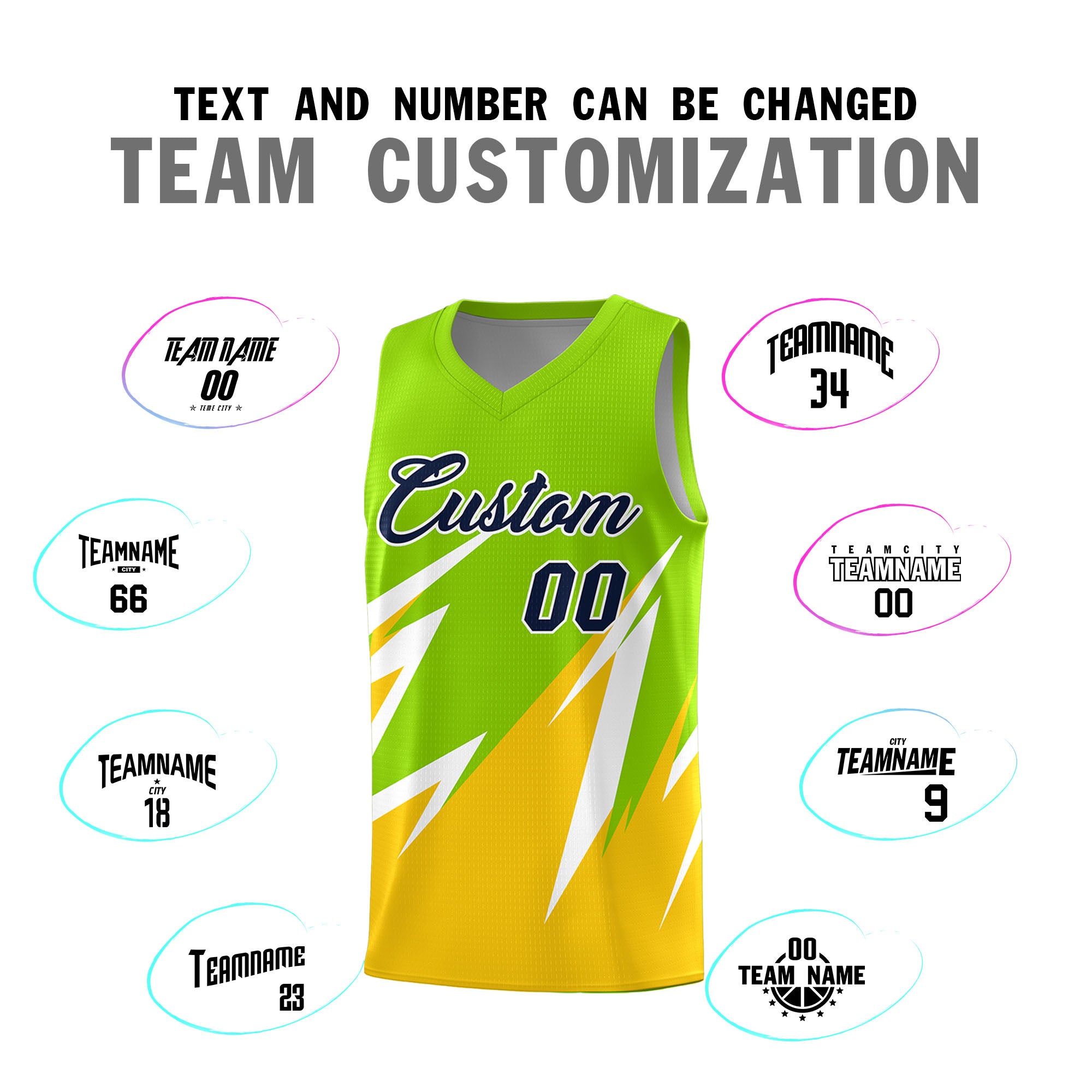 Custom Neon Green Abstract Mountain Pattern Sports Uniform Basketball Jersey