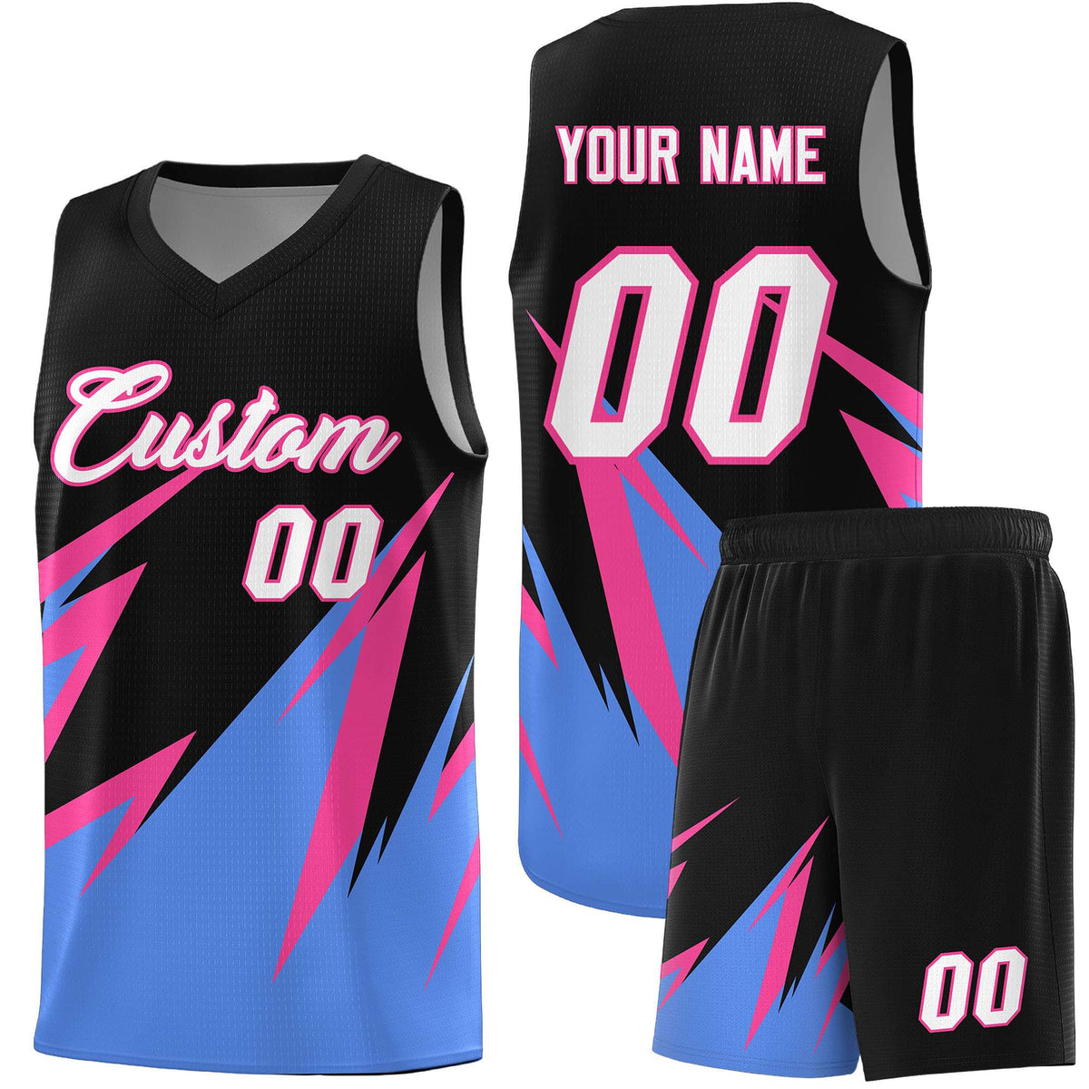 Custom Black Abstract Mountain Pattern Sports Uniform Basketball Jersey