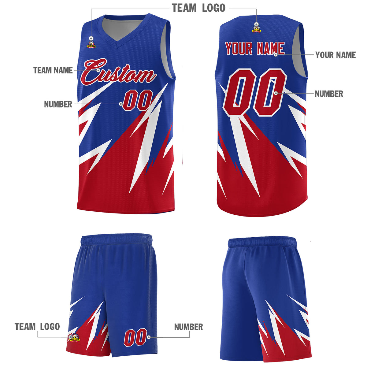 Custom Royal Abstract Mountain Pattern Sports Uniform Basketball Jersey