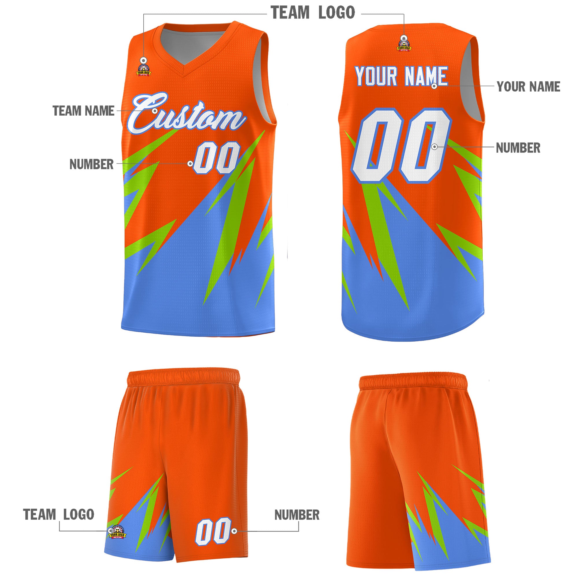 Custom Orange Abstract Mountain Pattern Sports Uniform Basketball Jersey