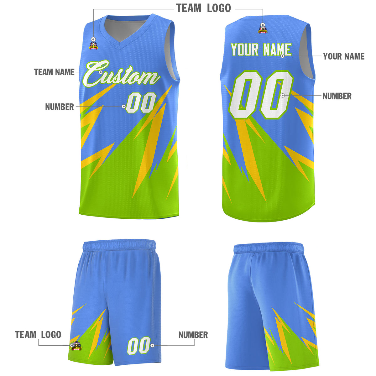 Custom Light Blue Abstract Mountain Pattern Sports Uniform Basketball Jersey