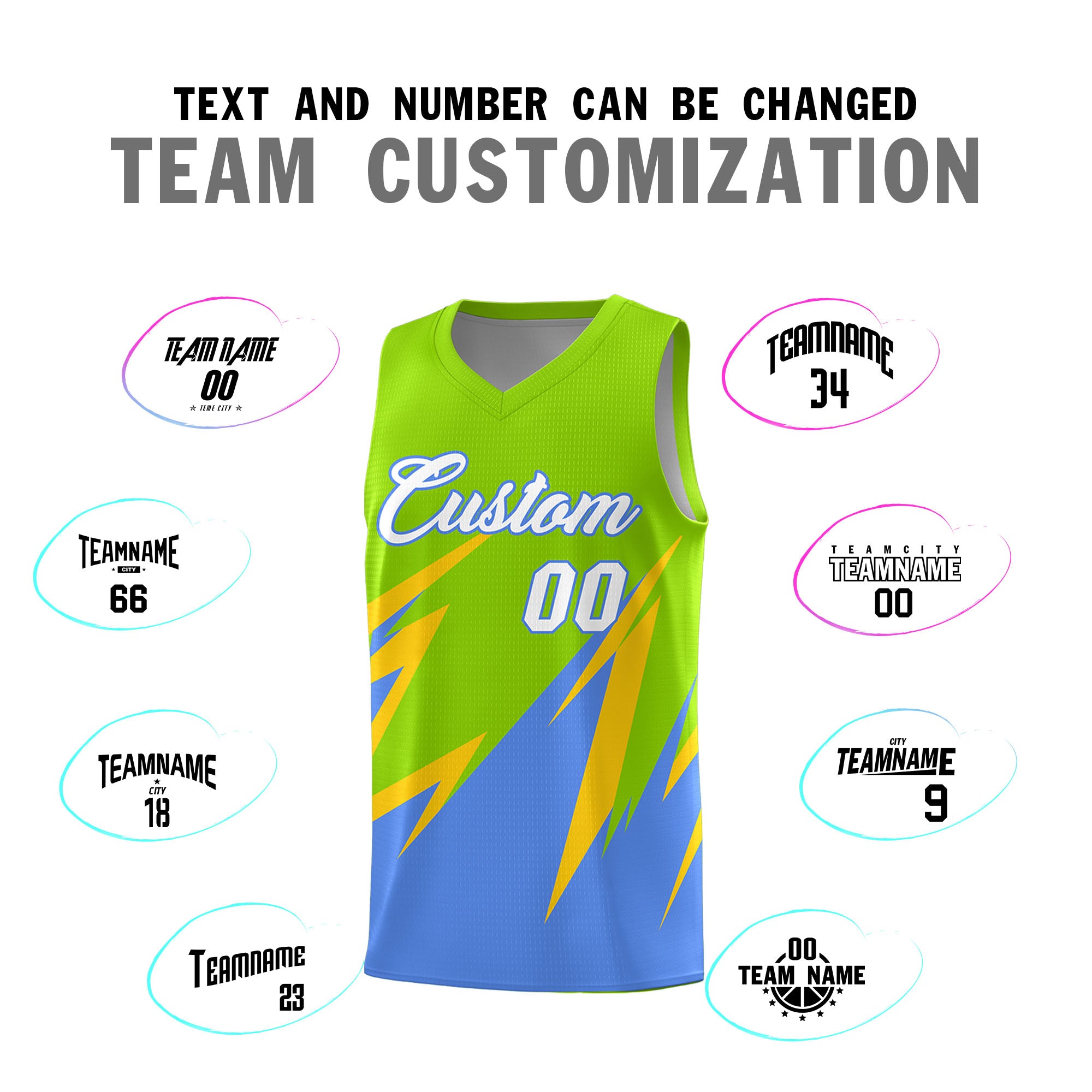 Custom Neon Green Abstract Mountain Pattern Sports Uniform Basketball Jersey