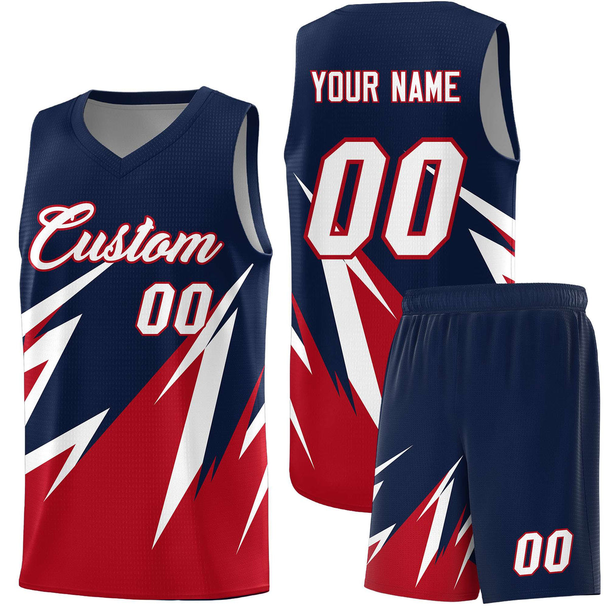 Custom Navy Abstract Mountain Pattern Sports Uniform Basketball Jersey