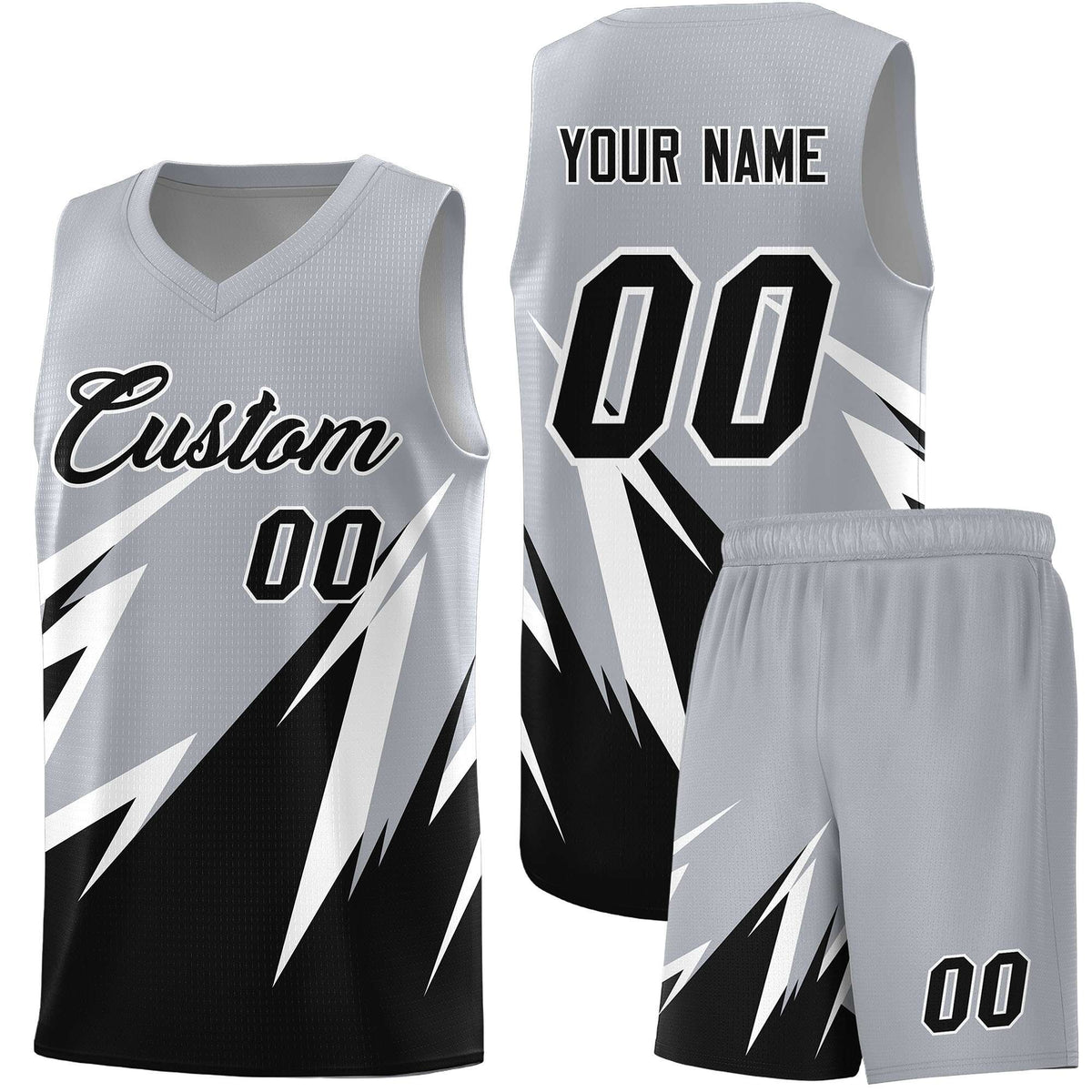 Custom Gray Abstract Mountain Pattern Sports Uniform Basketball Jersey