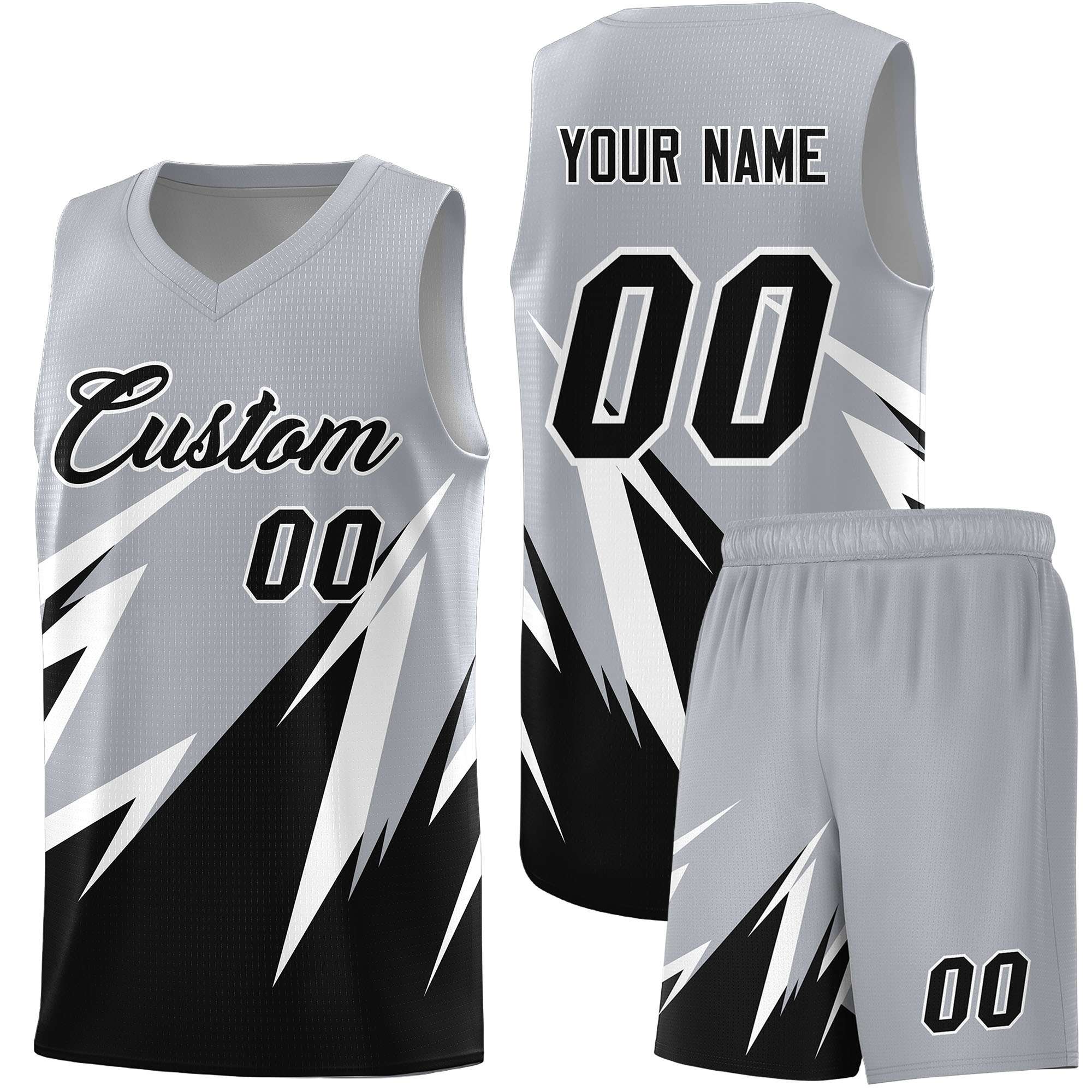 Custom Gray Abstract Mountain Pattern Sports Uniform Basketball Jersey