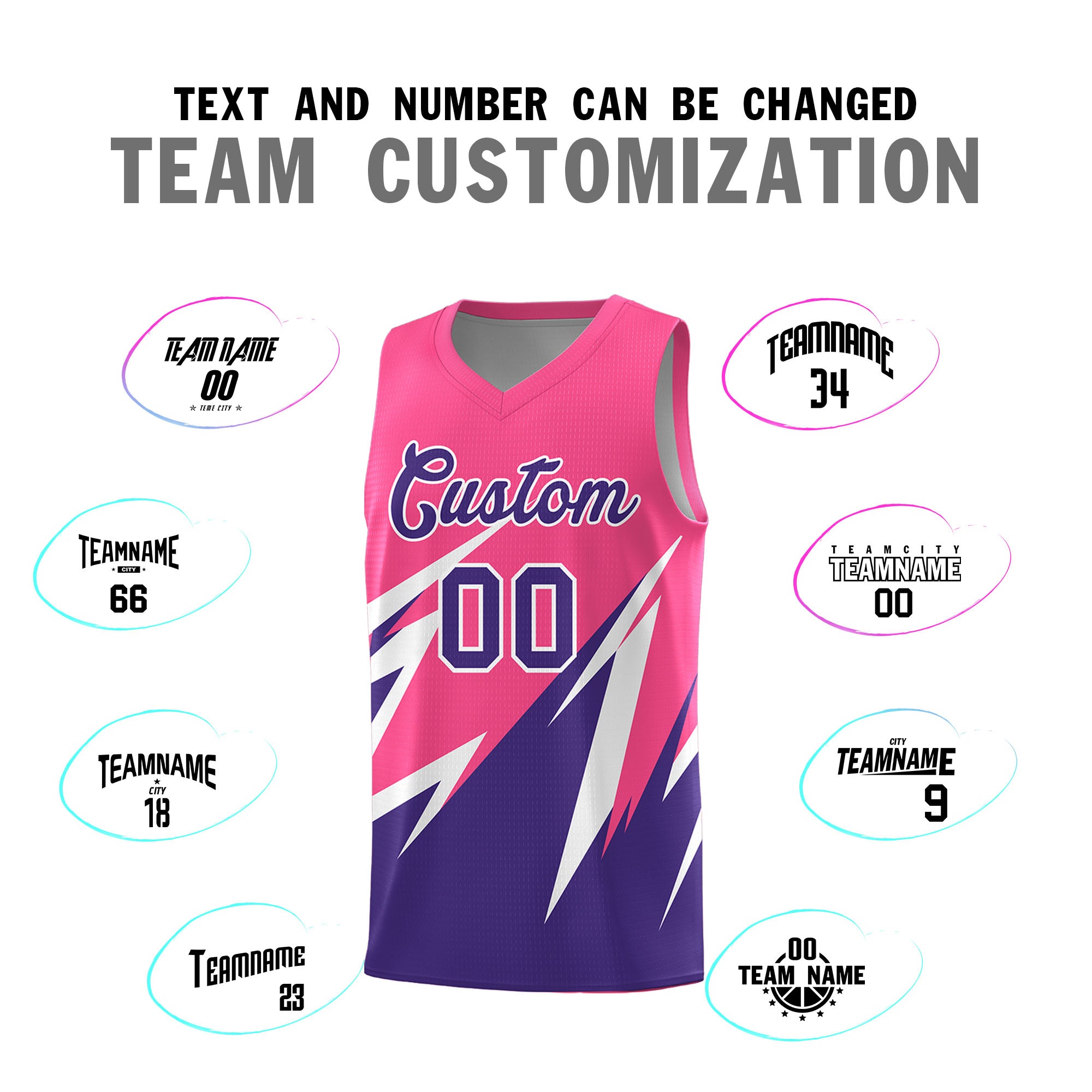 Custom Pink Abstract Mountain Pattern Sports Uniform Basketball Jersey