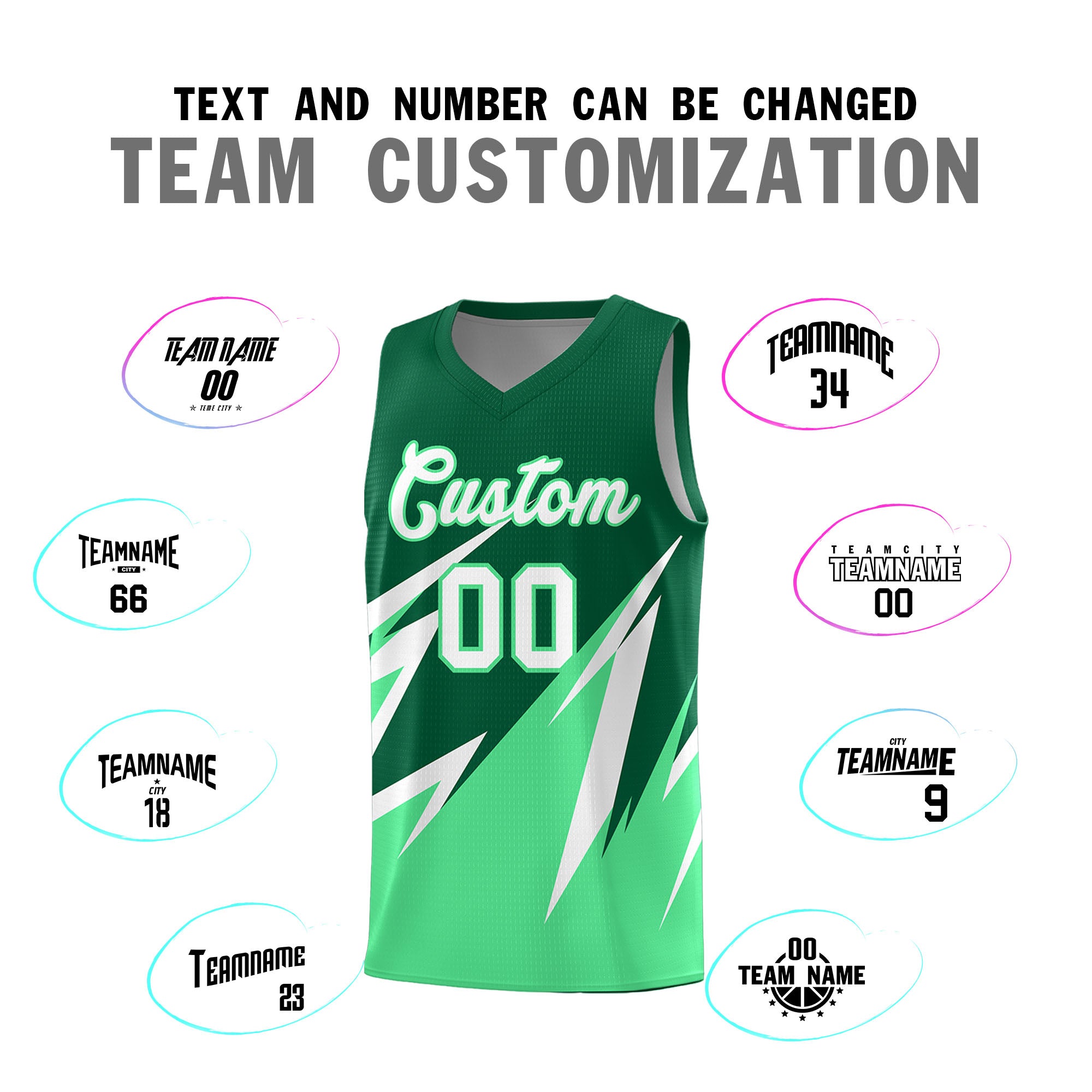 Custom Kelly Green Abstract Mountain Pattern Sports Uniform Basketball Jersey