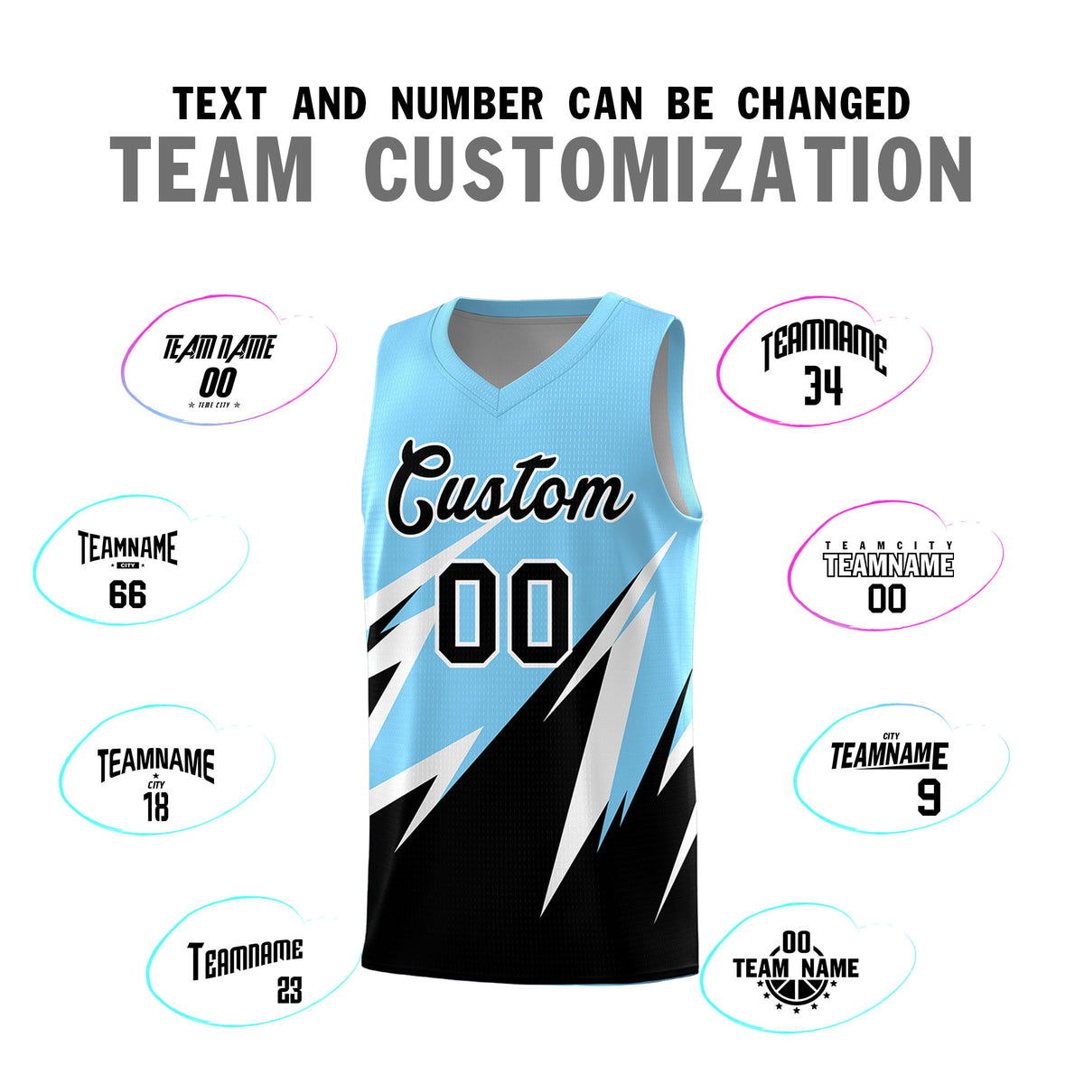 Custom Light Blue Abstract Mountain Pattern Sports Uniform Basketball Jersey